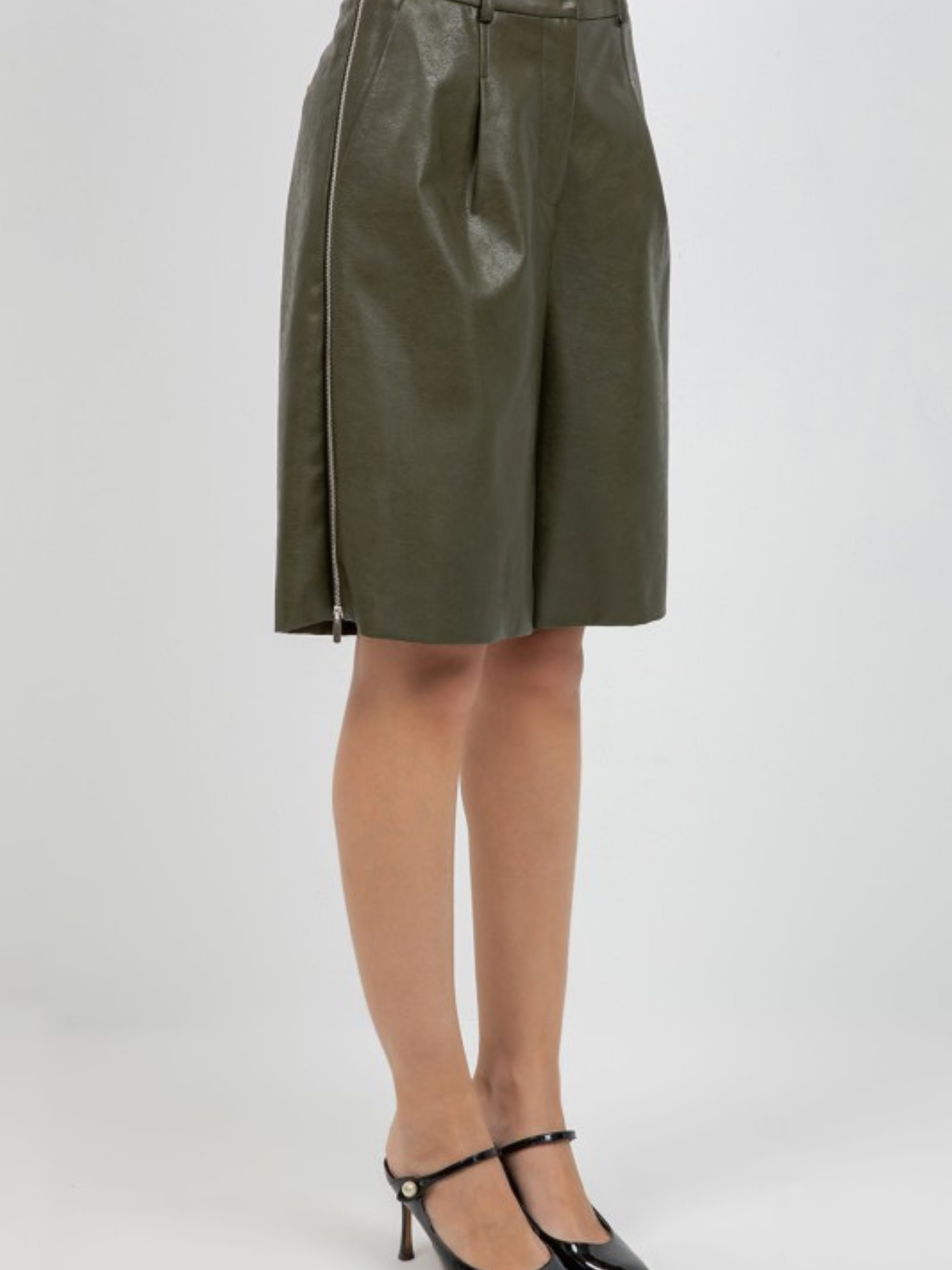 Hazel Faux Leather Bermuda Short