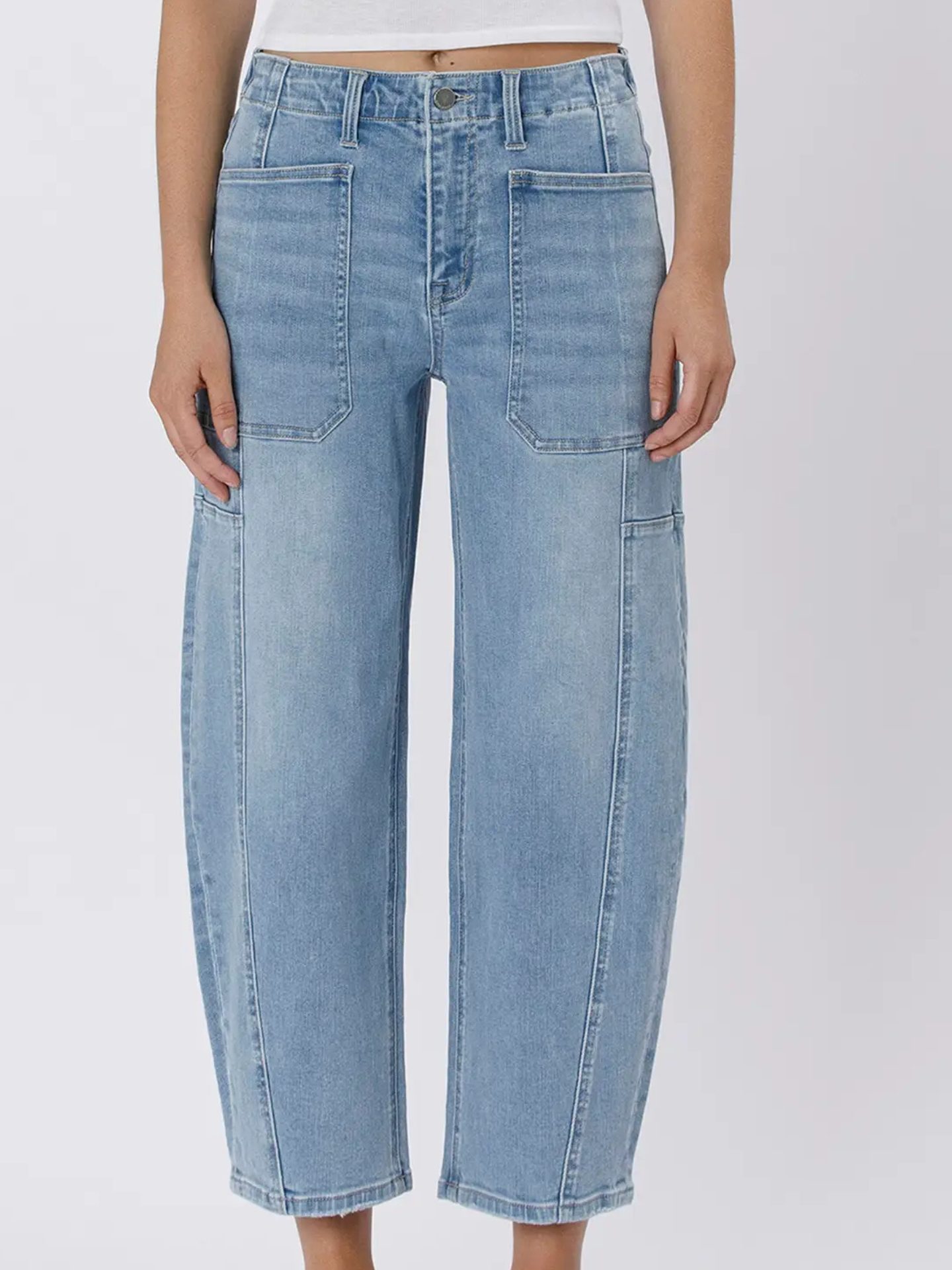 Elastic Waist Barrel Denim