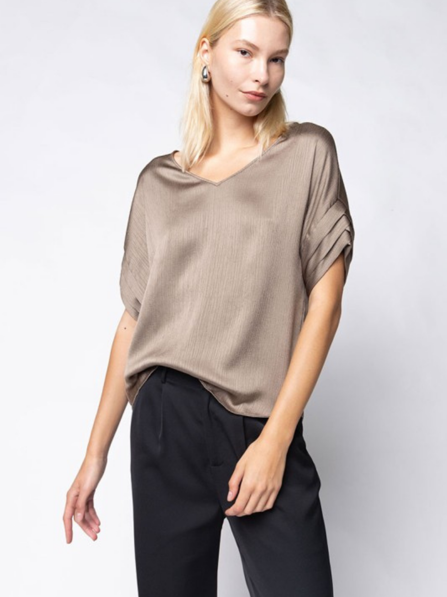 Crinkle Satin Blouse