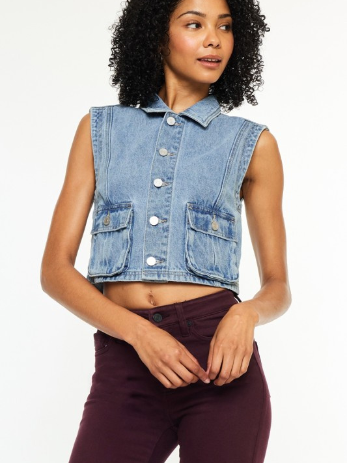 Cropped Denim Vest - Mimi & Rae