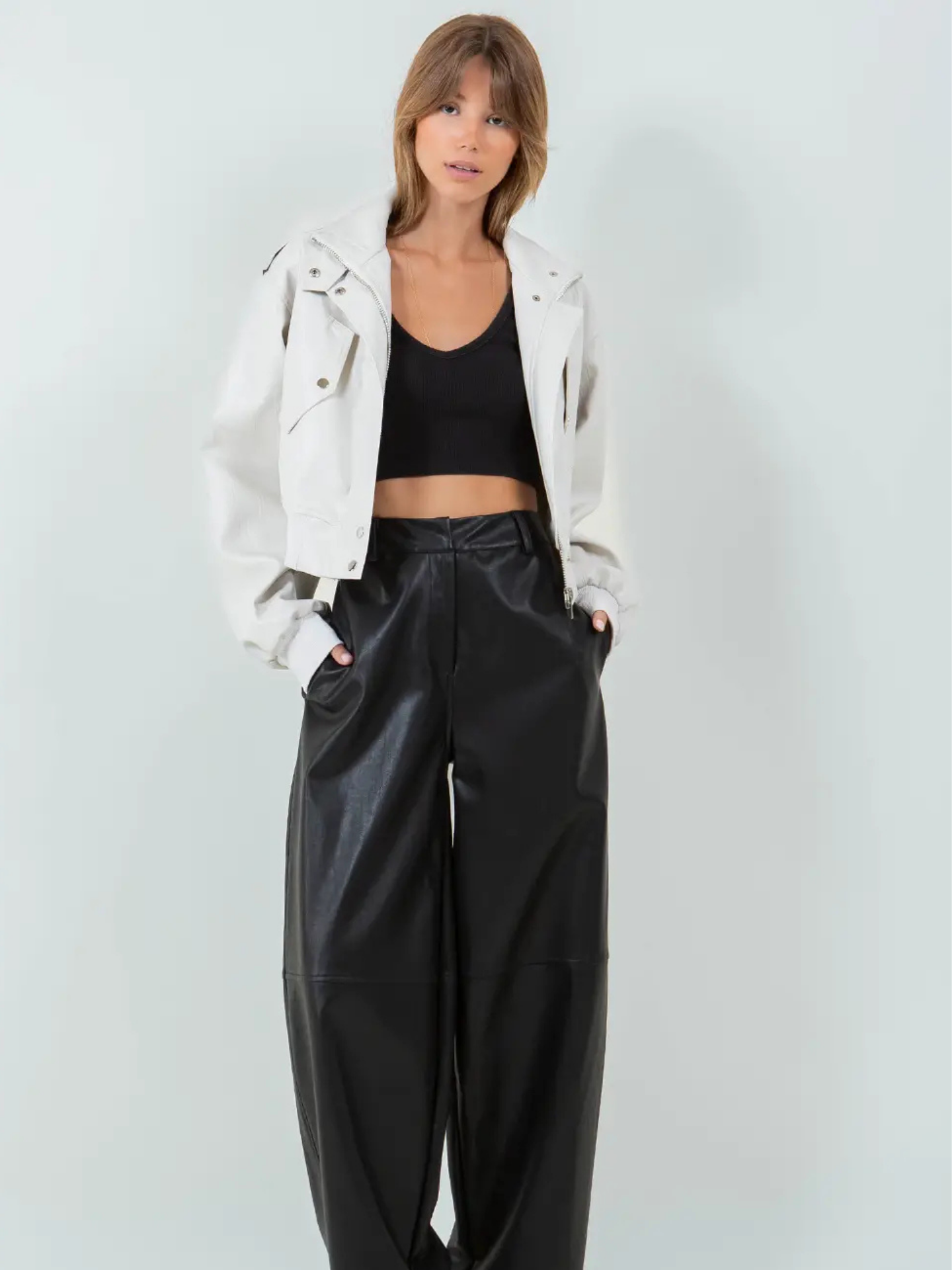 Pleather Barrel Trousers