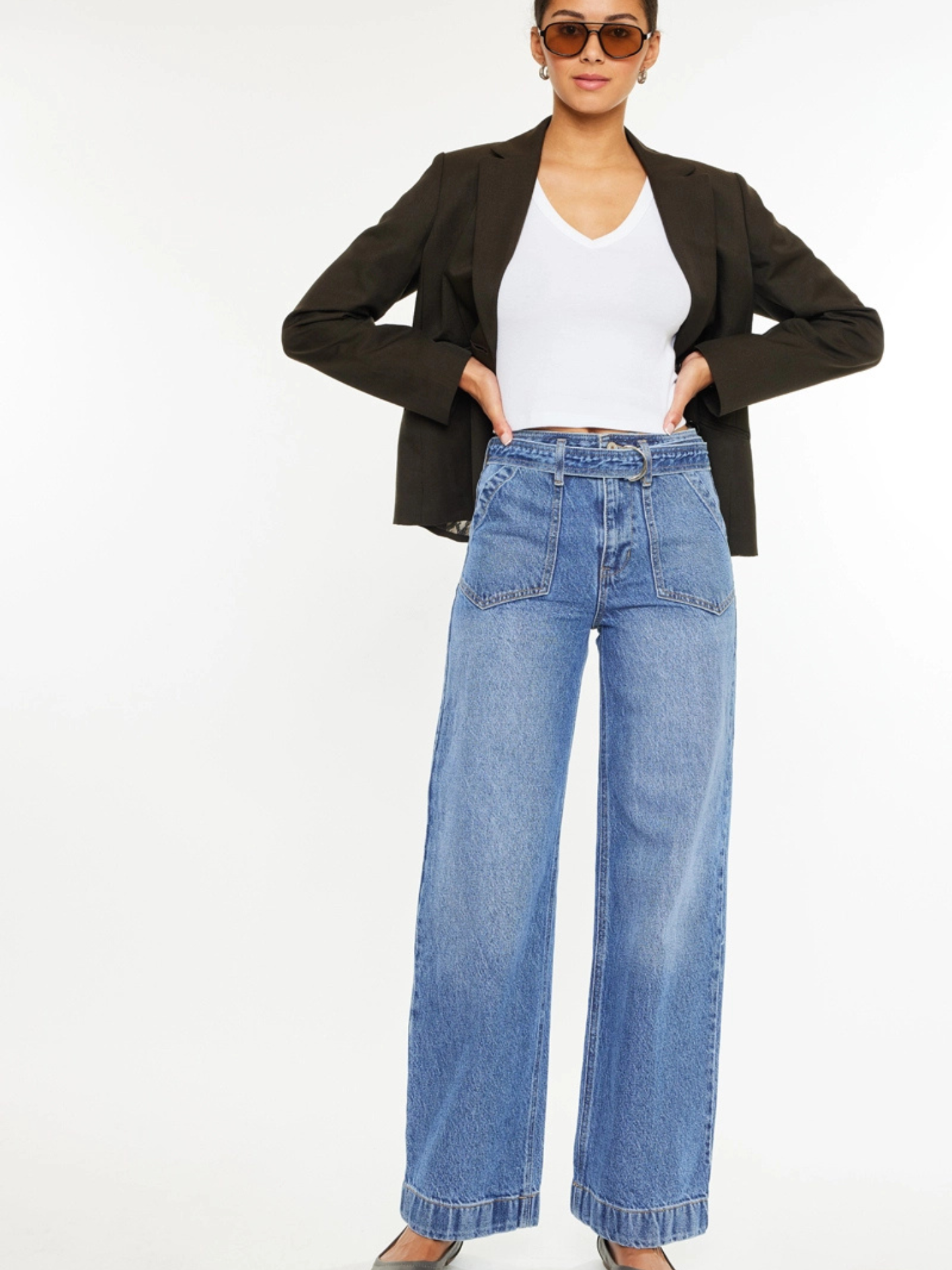 Belted Wide Leg Denim