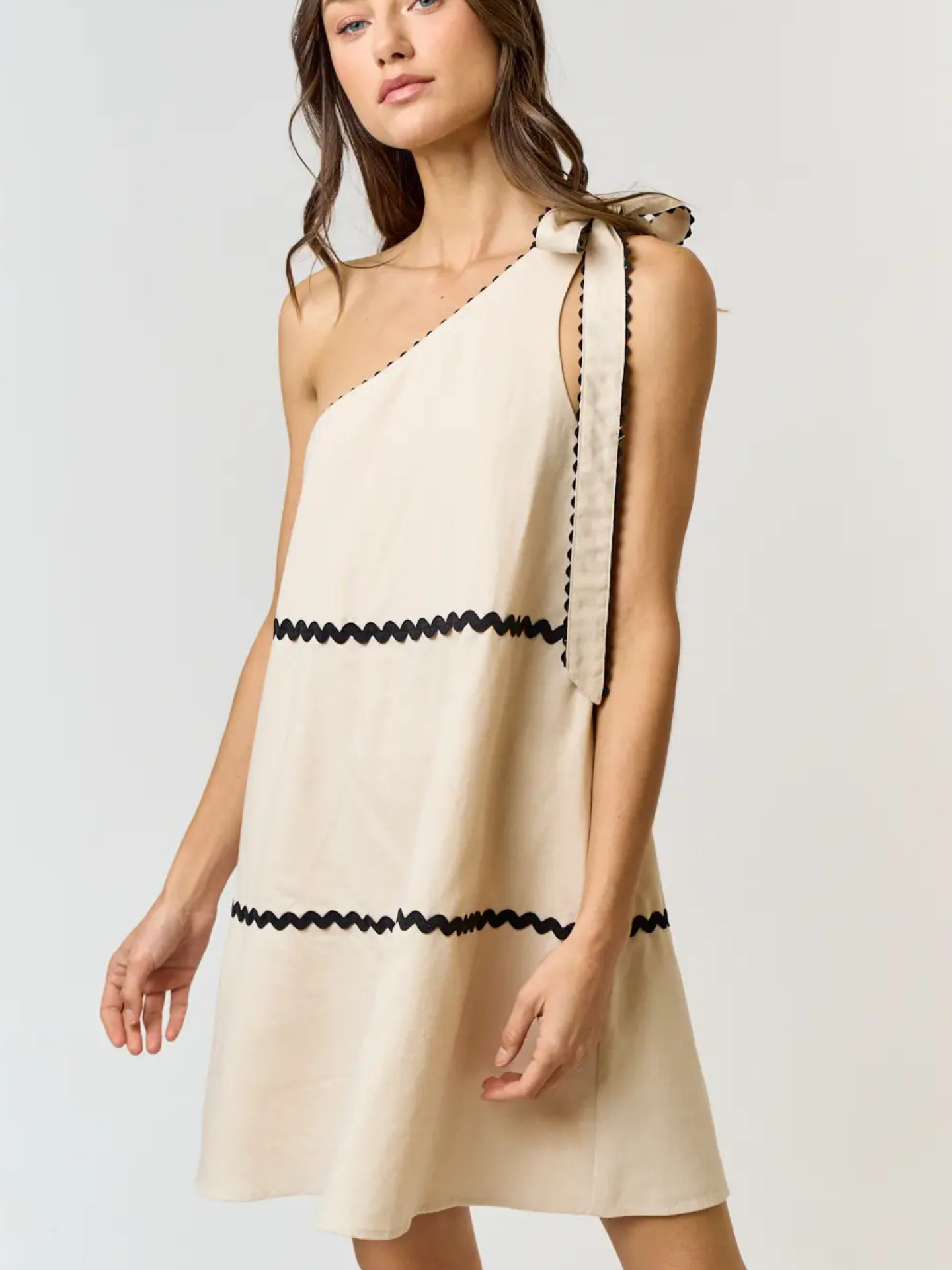 Scalloped One Shoulder Dress