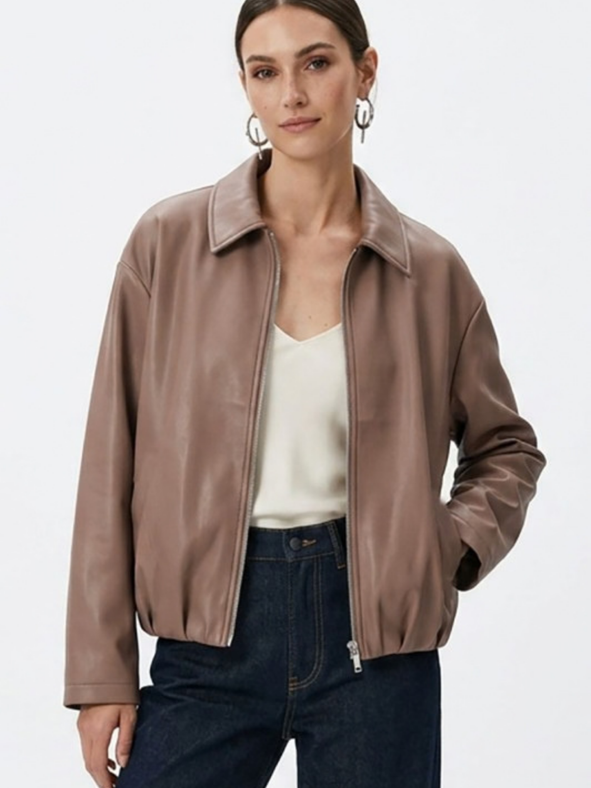 Faux Leather Bomber Jacket