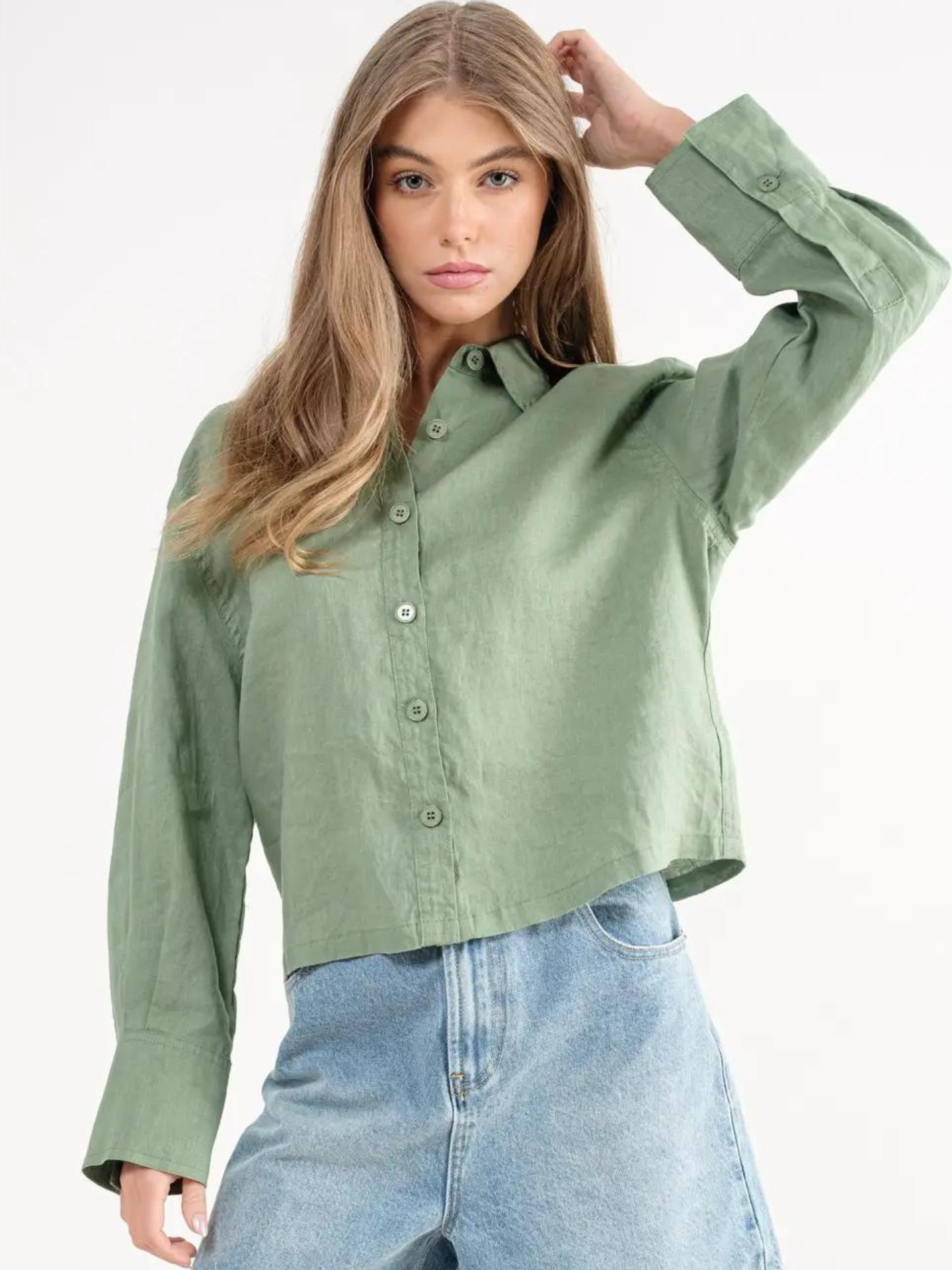 Cropped Linen Shirt