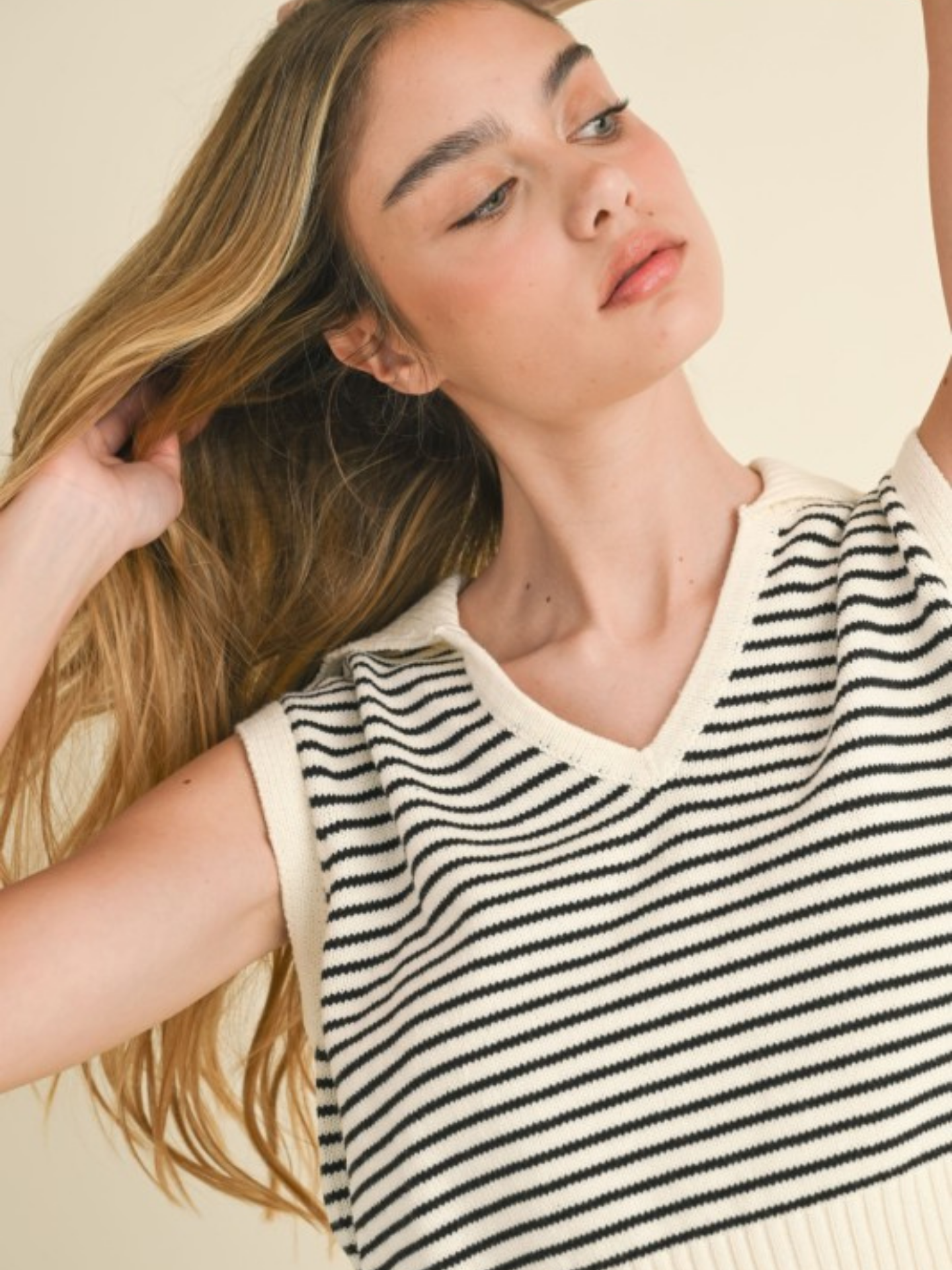 Striped Collar Vest