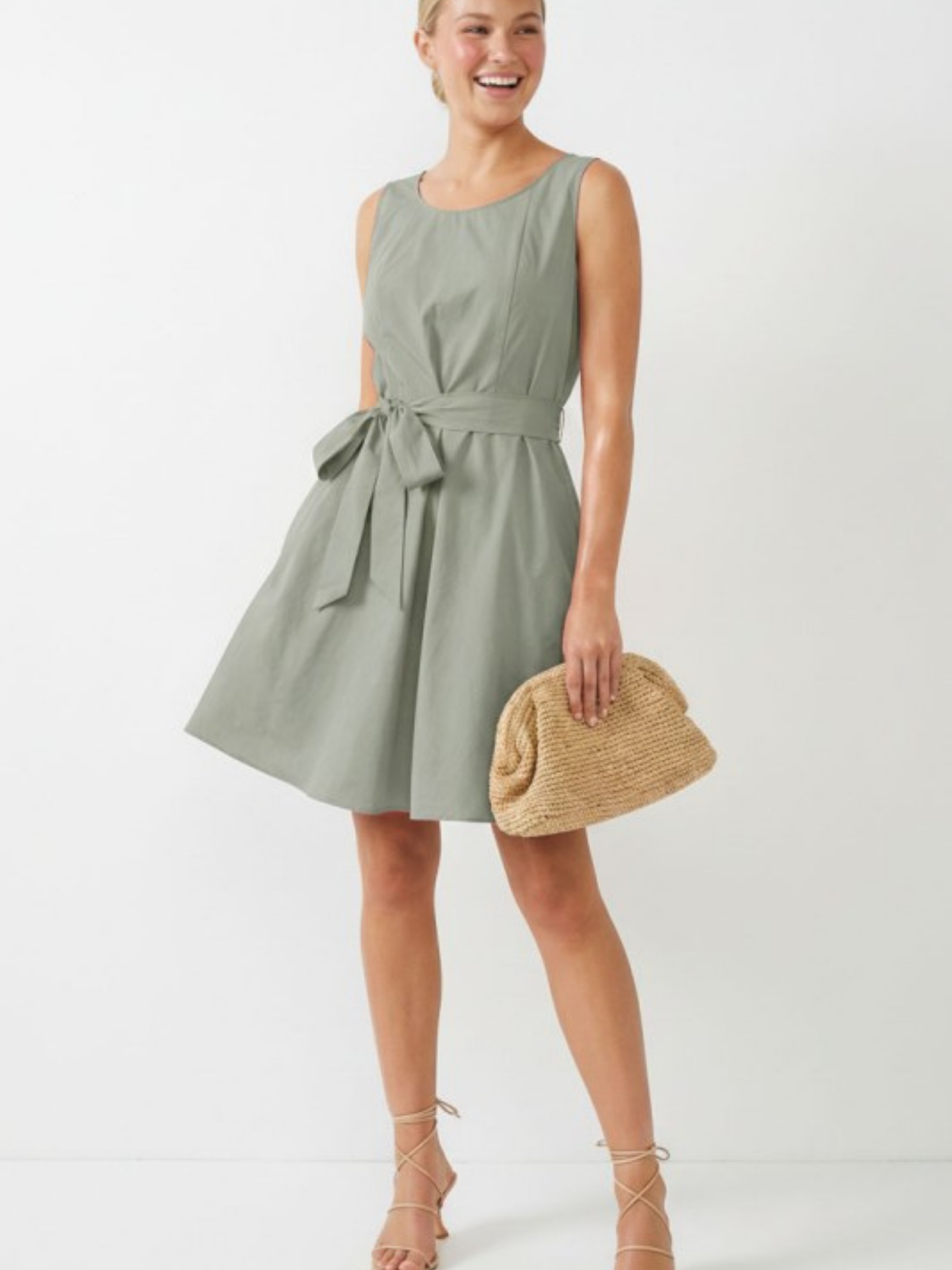 Belted Sleeveless A-Line Mini Dress - Mimi & Rae