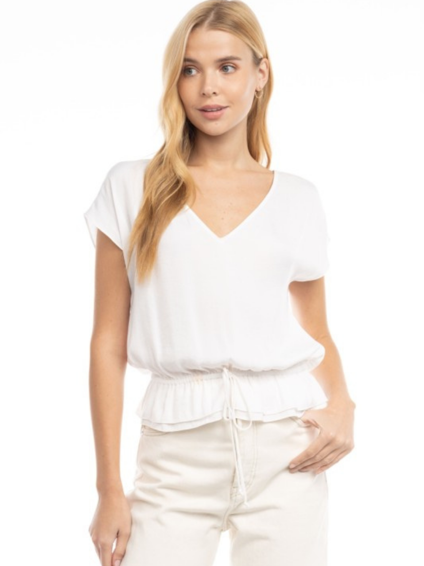 Peplum Satin Blouse - Mimi & Rae
