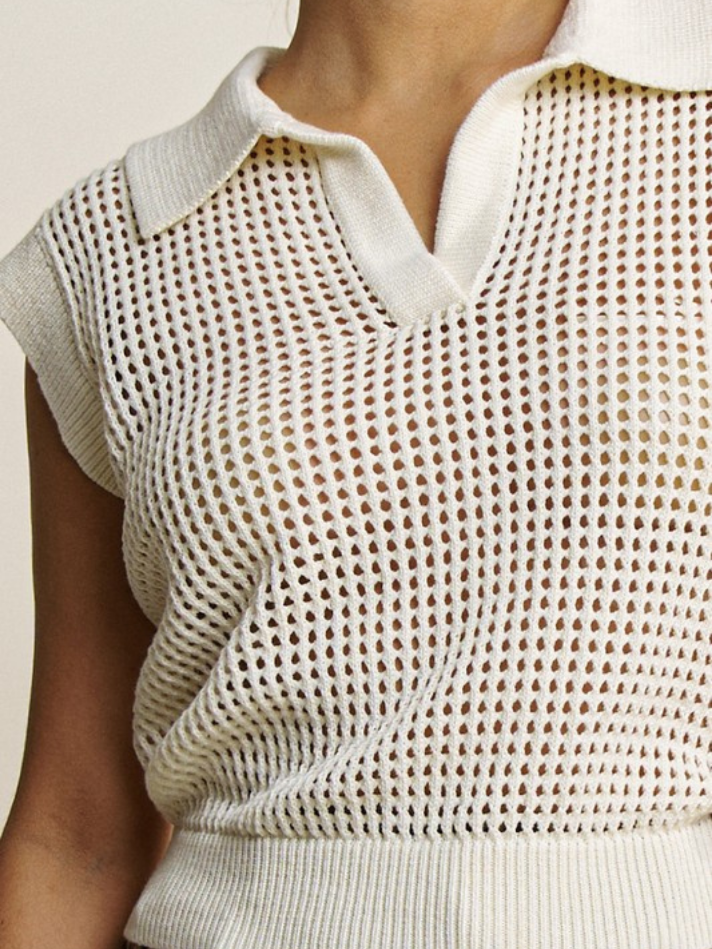 Collared Mesh Top