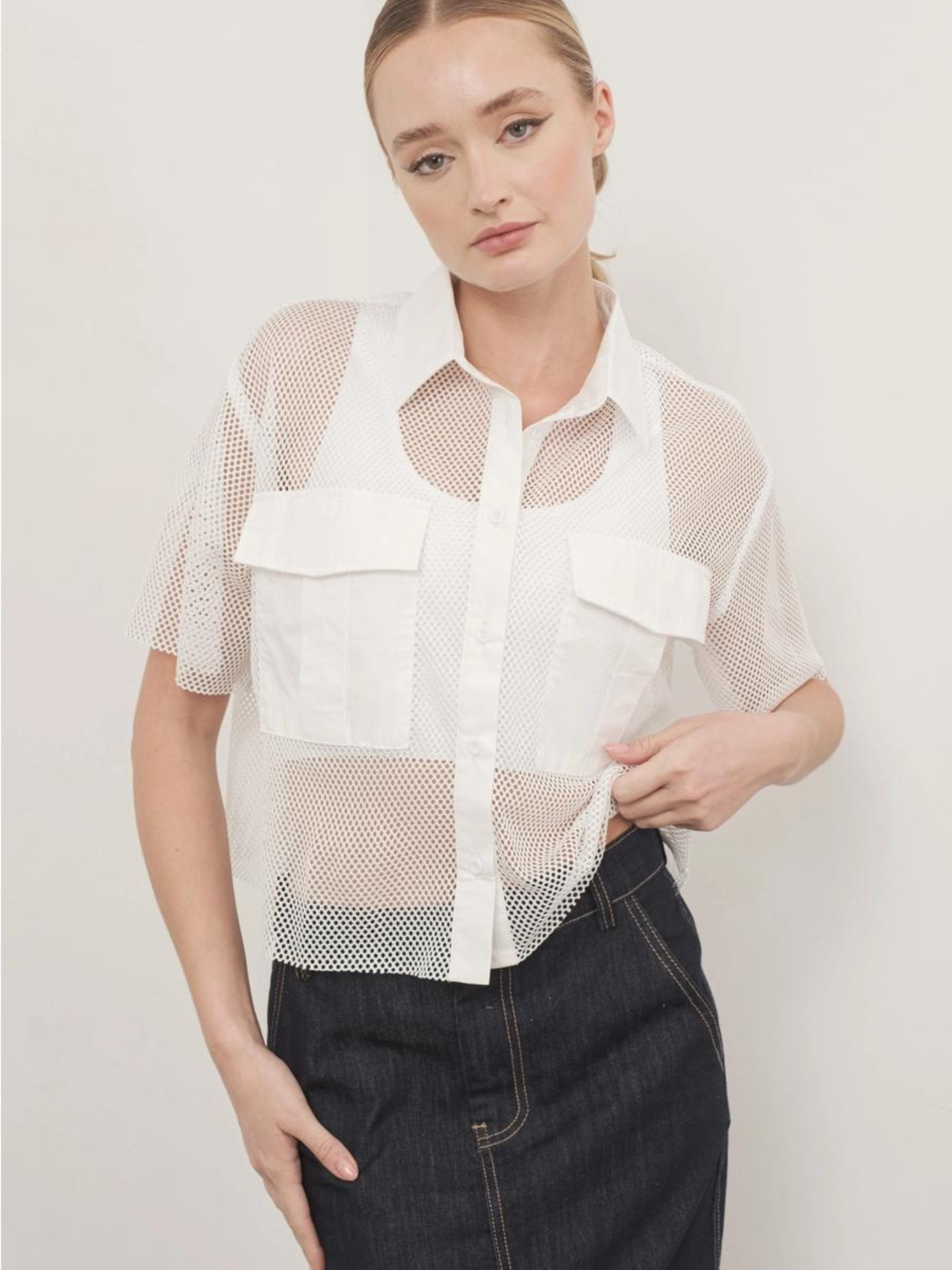 Fishnet Button Down