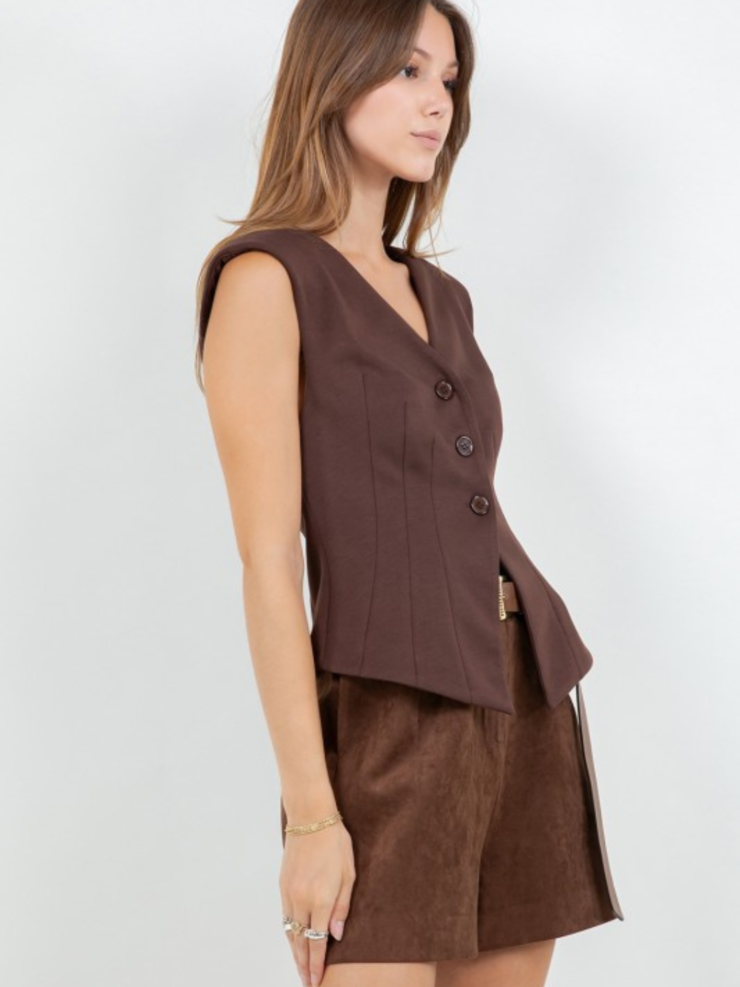 Ponte Button Up Vest - Mimi & Rae