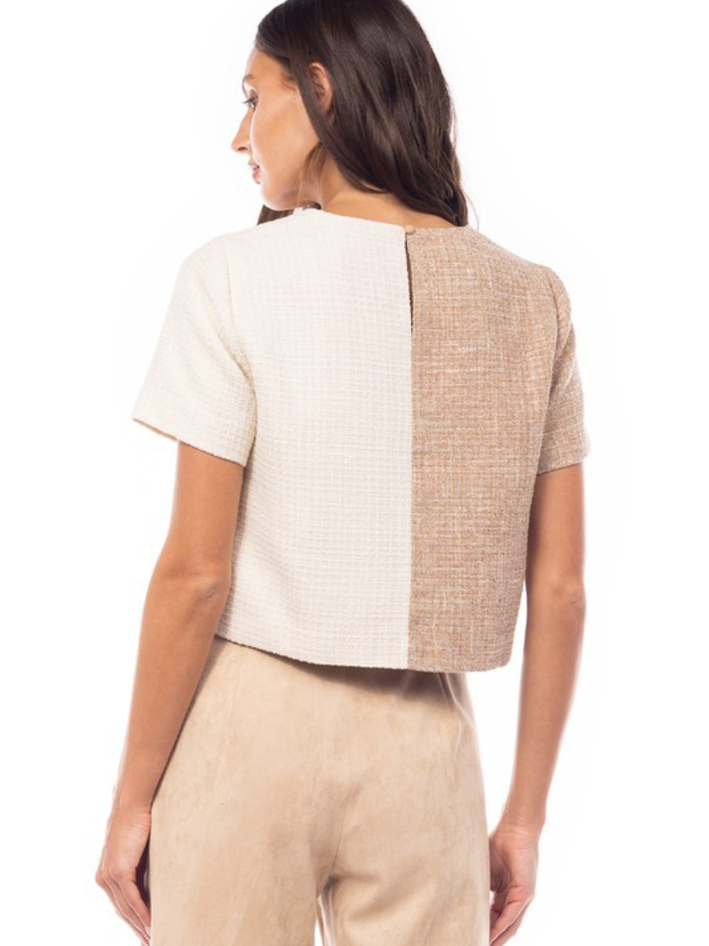 Colorblock Tweed Blouse