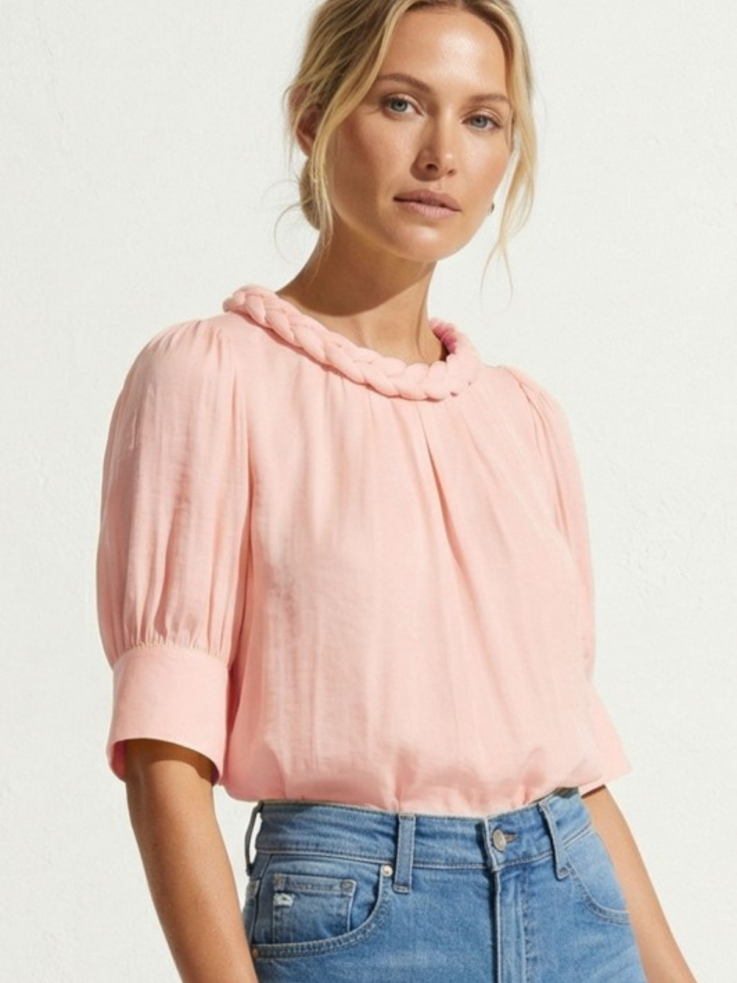 Braided Half Sleeve Blouse - Mimi & Rae