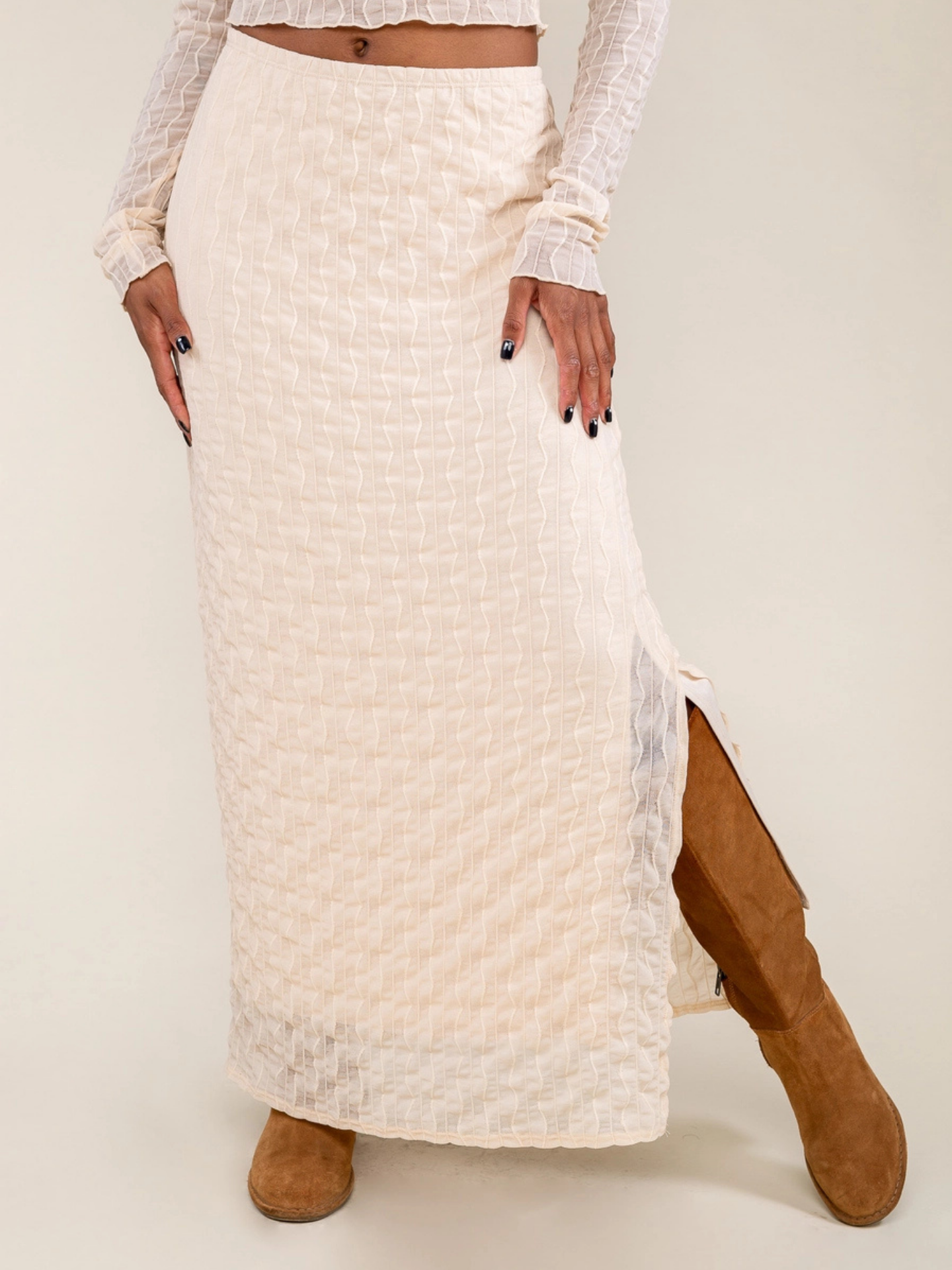 Jacquard Mesh Maxi Skirt