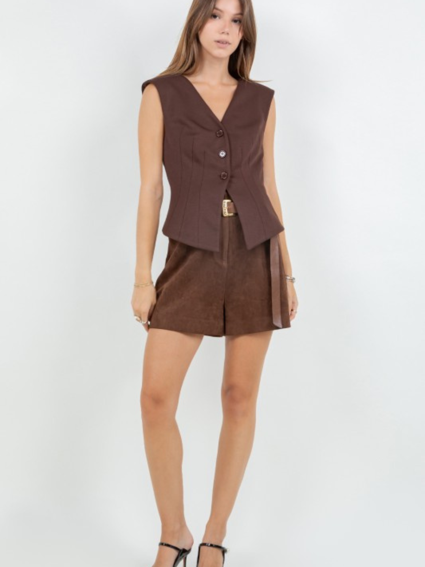 Ponte Button Up Vest - Mimi & Rae