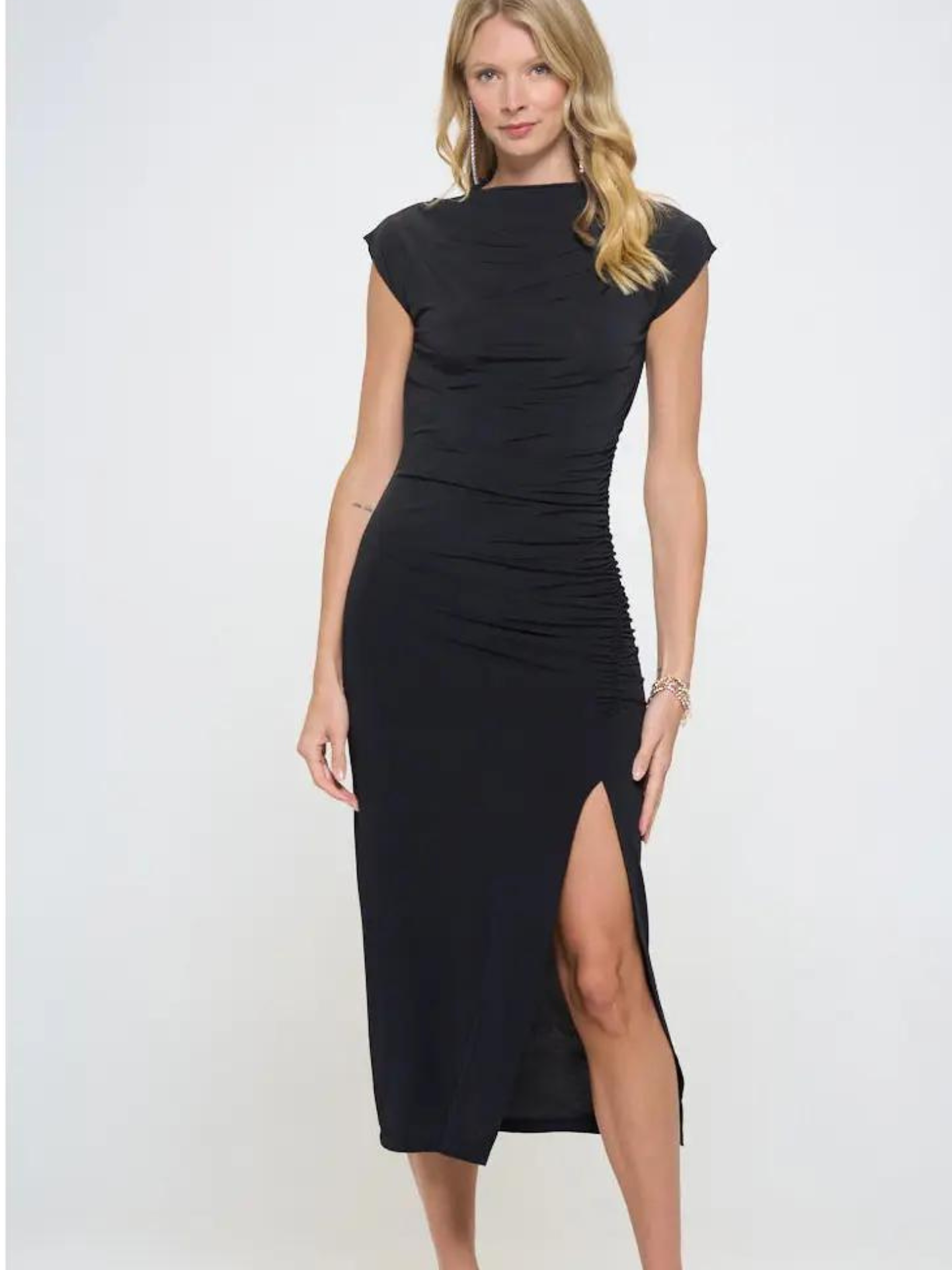 Ruched Slit Dress