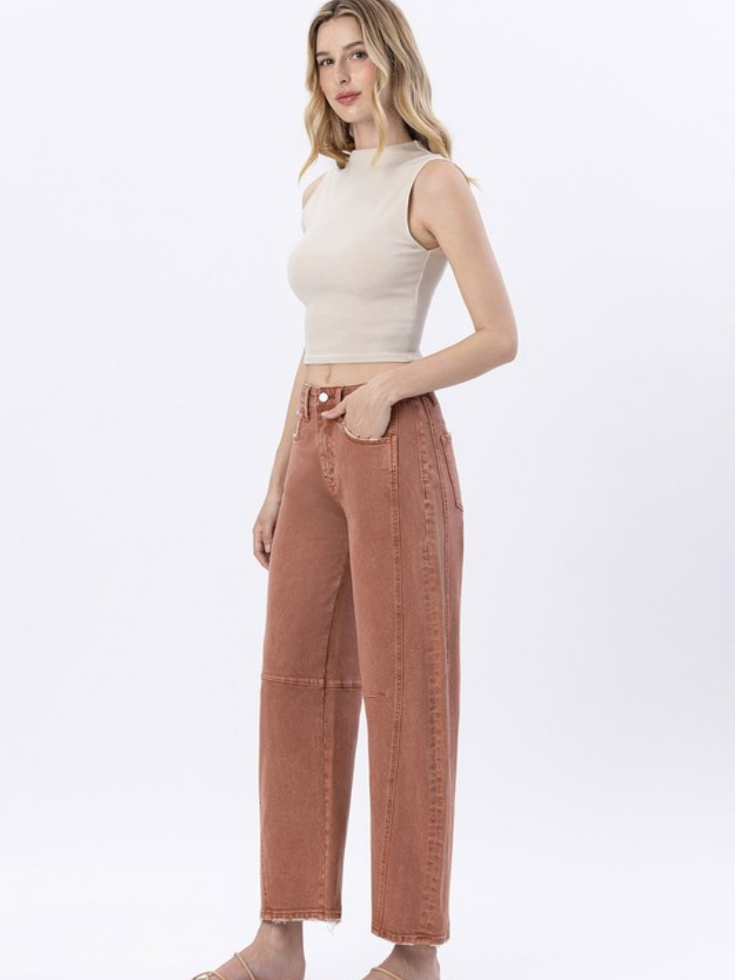 Pumpkin Spice Barrel Leg Denim