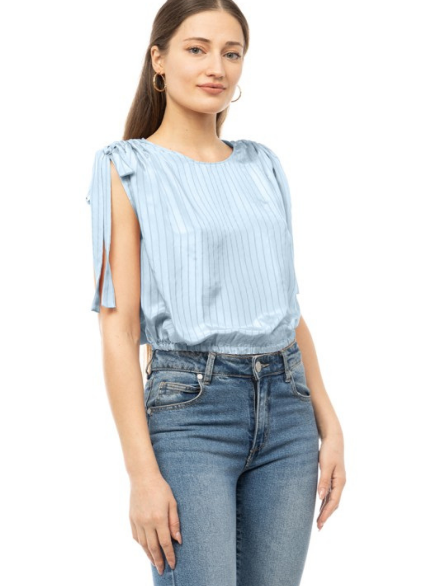 Striped Tie Sleeve Blouse - Mimi & Rae