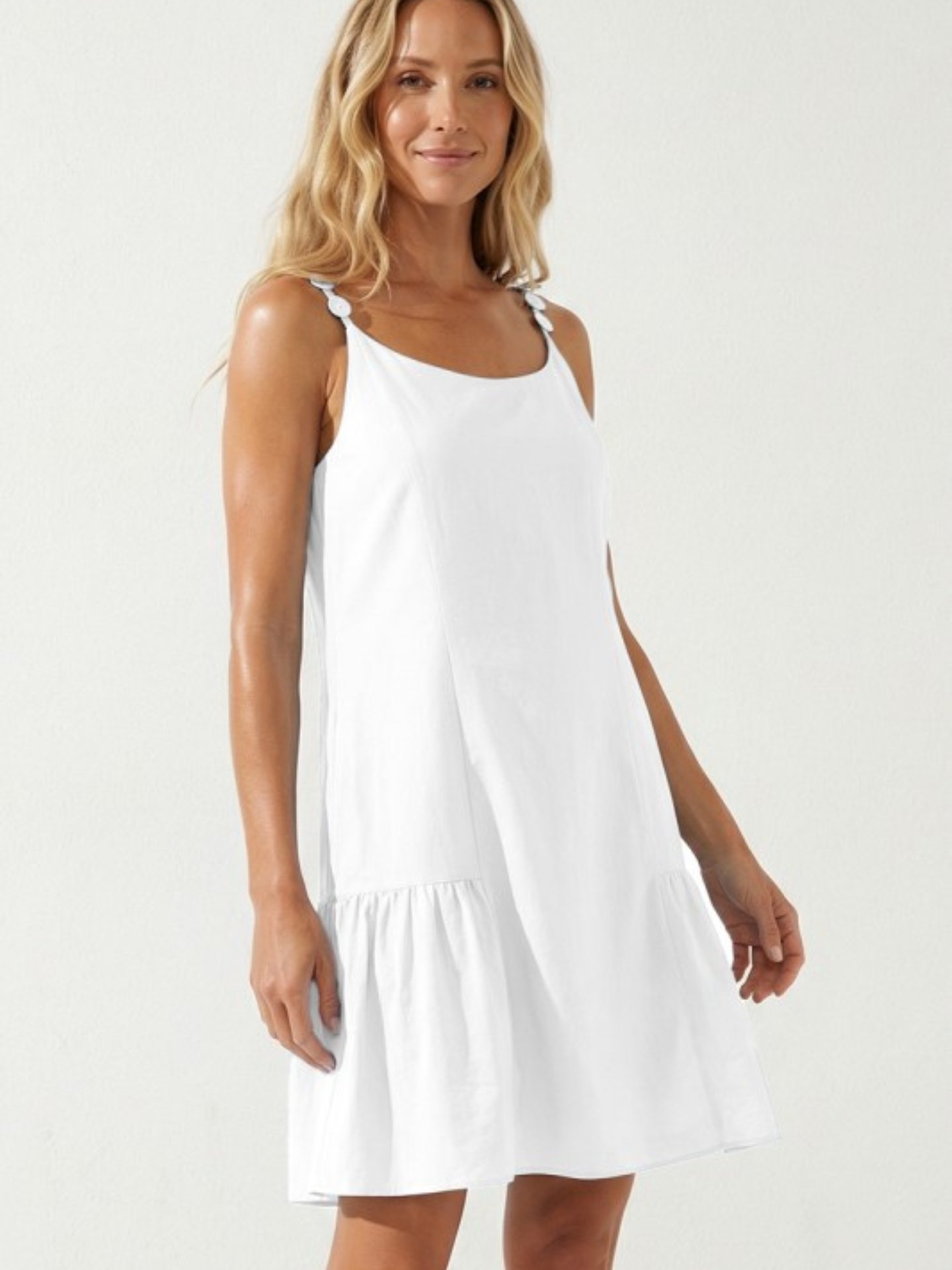 Naked Zebra ruffle mini dress in lightweight fabric with a fitted bodice and flared skirt, perfect for casual or summer wear.