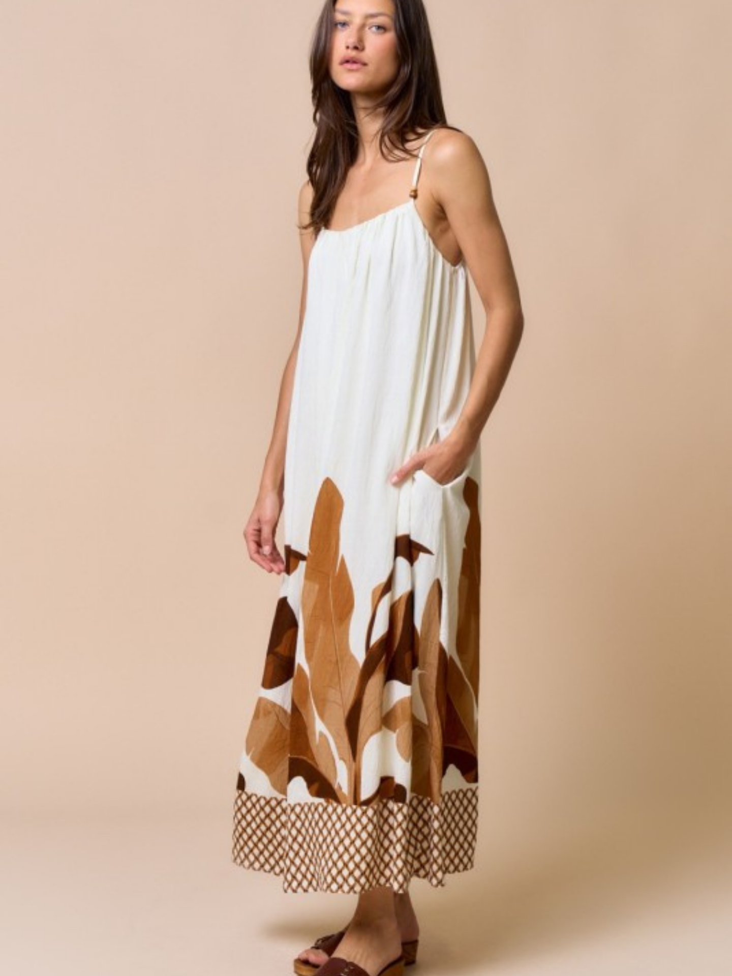 Leaf Print Maxi Dress - Mimi & Rae