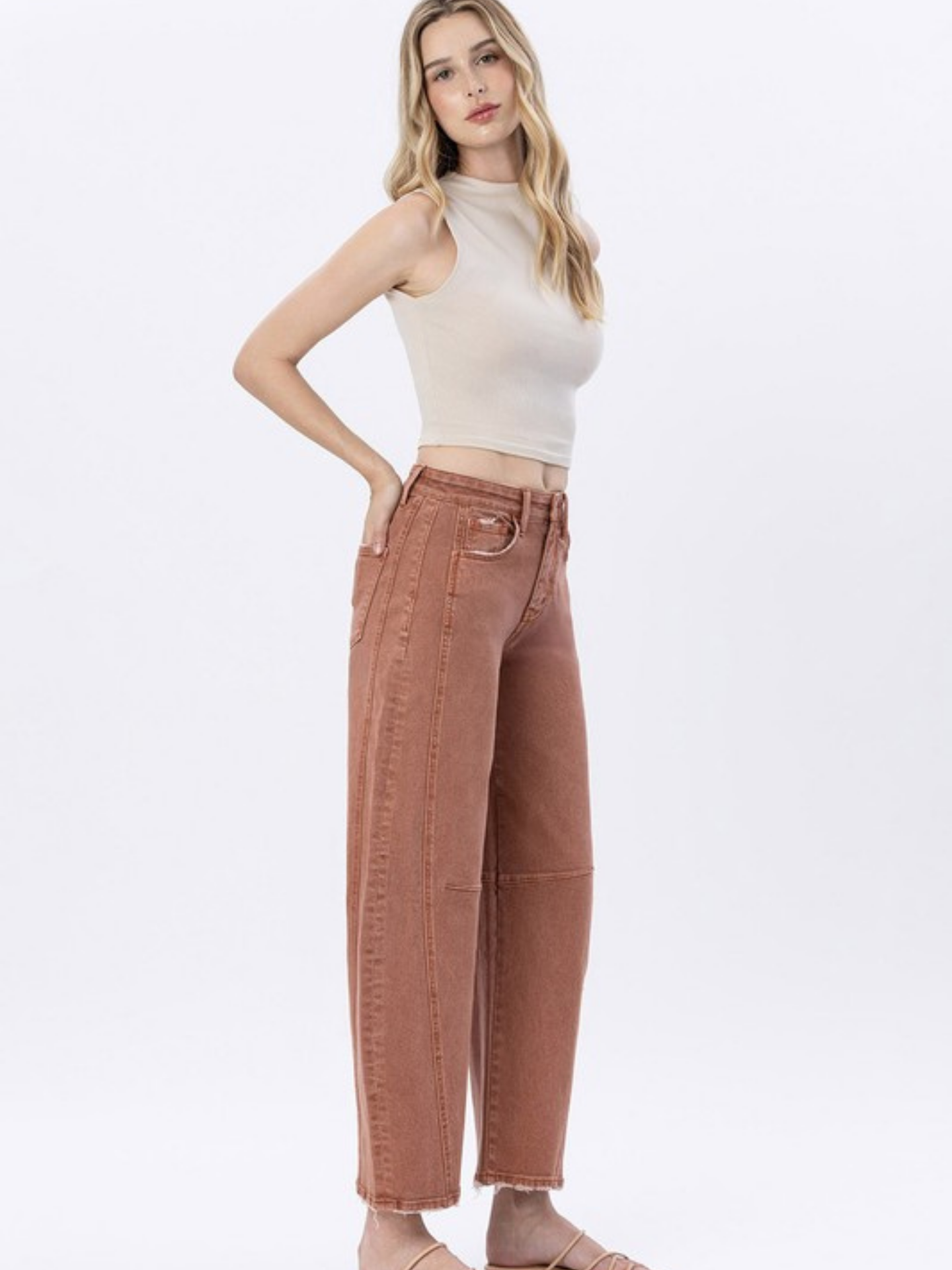 Pumpkin Spice Barrel Leg Denim