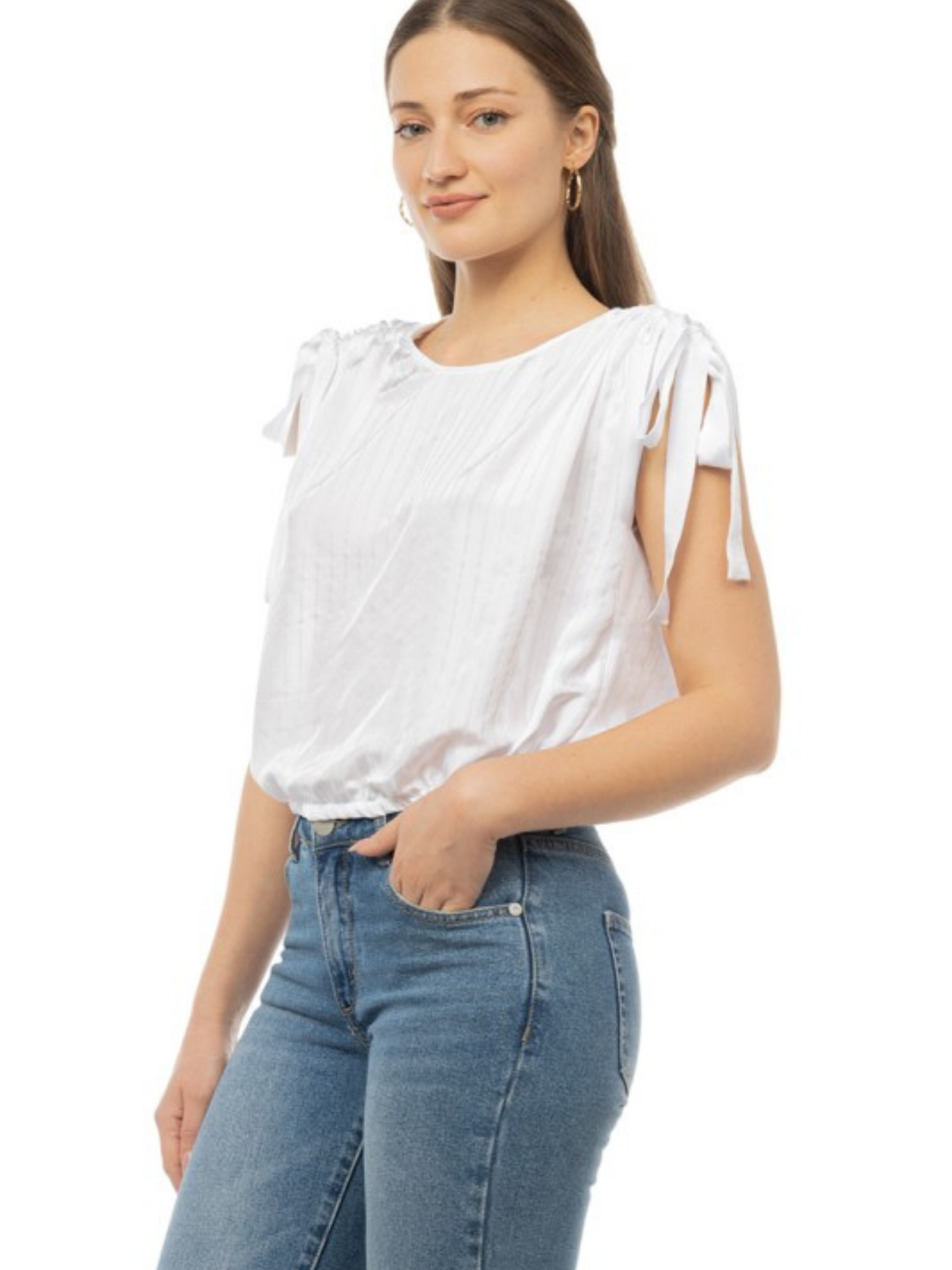Striped Tie Sleeve Blouse - Mimi & Rae