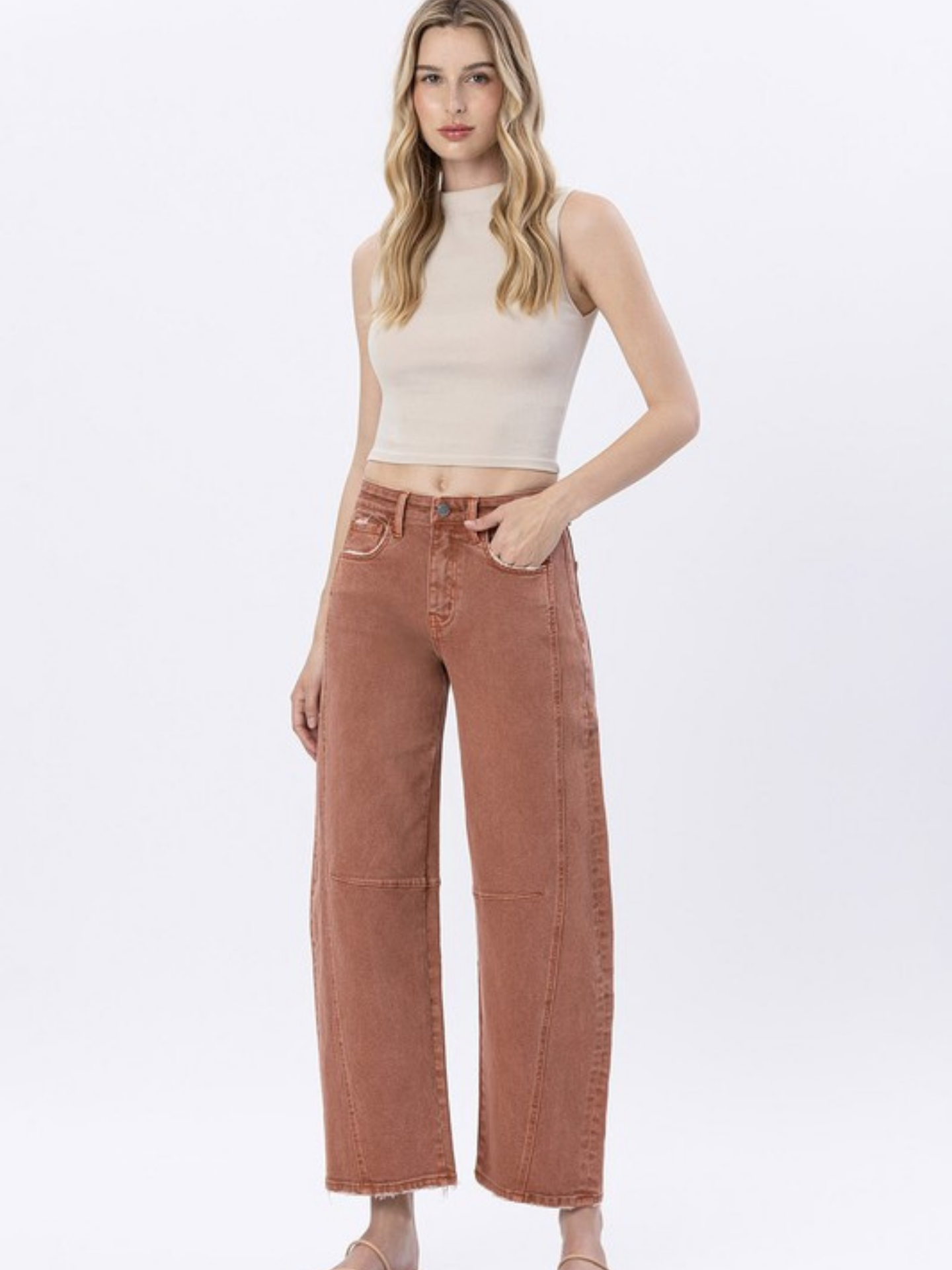 Pumpkin Spice Barrel Leg Denim