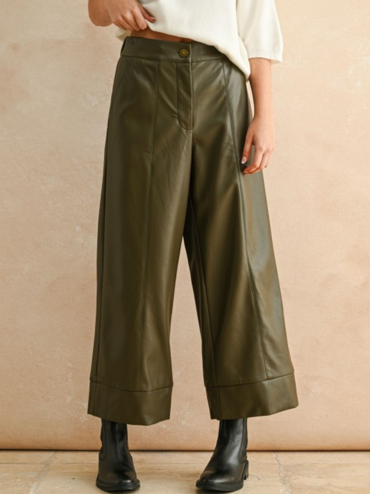 Faux Leather Wide Leg Pant