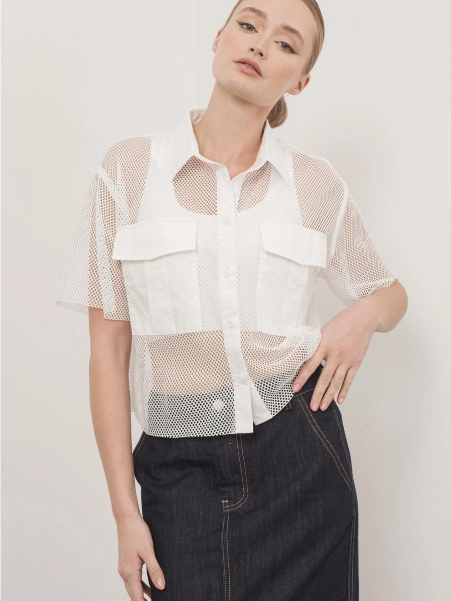 Fishnet Button Down