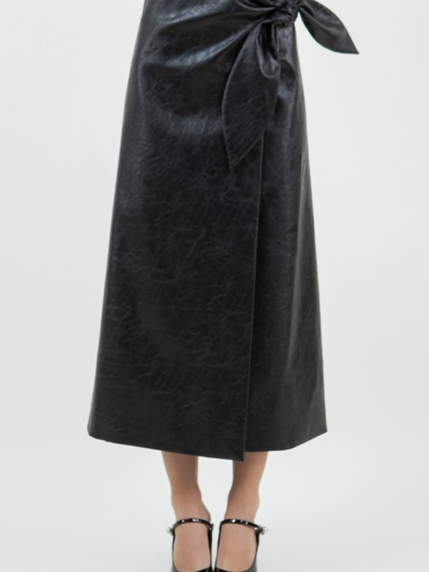 Faux Leather Wrap Skirt