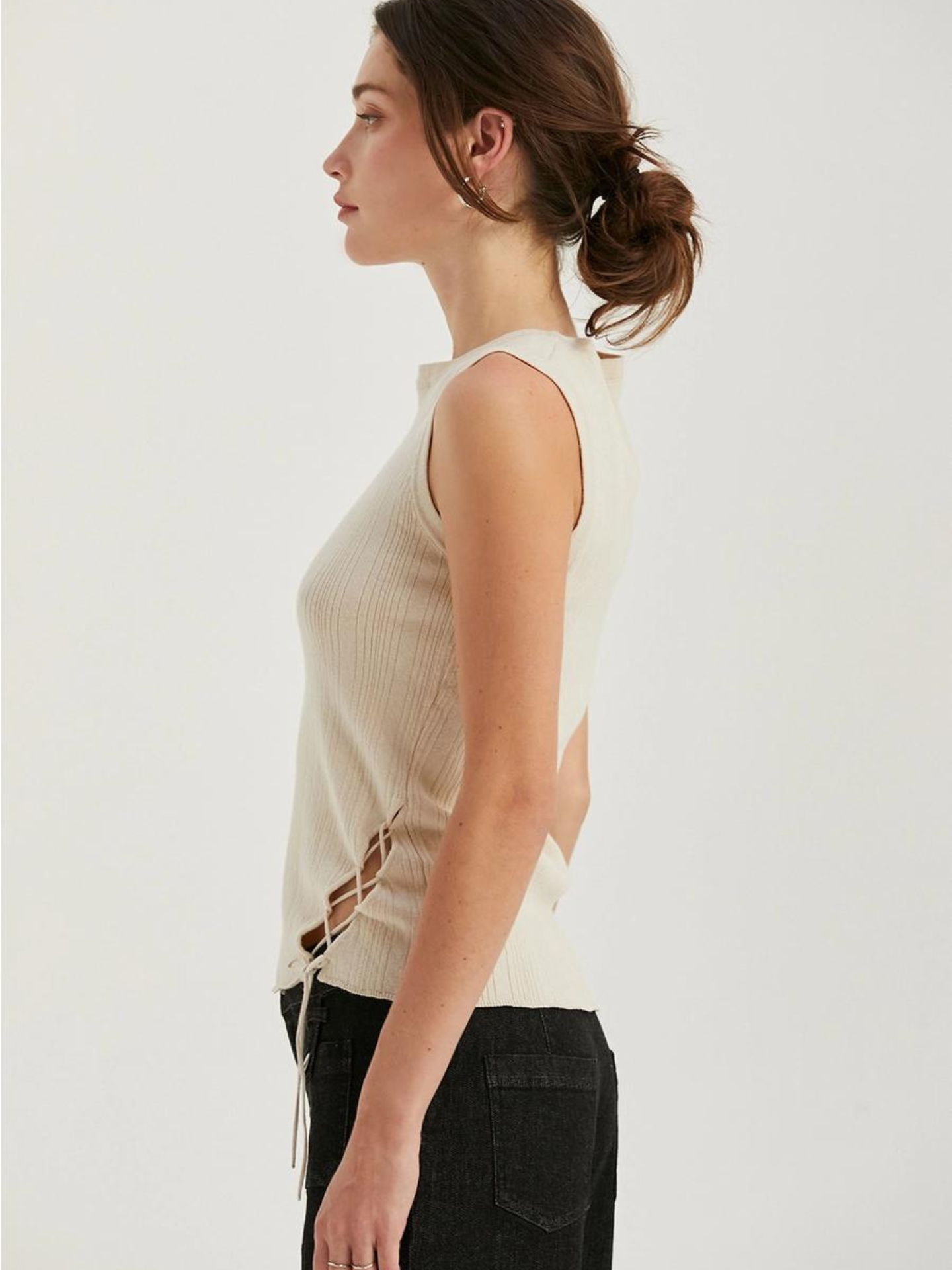 Linen Blend Tie Tank