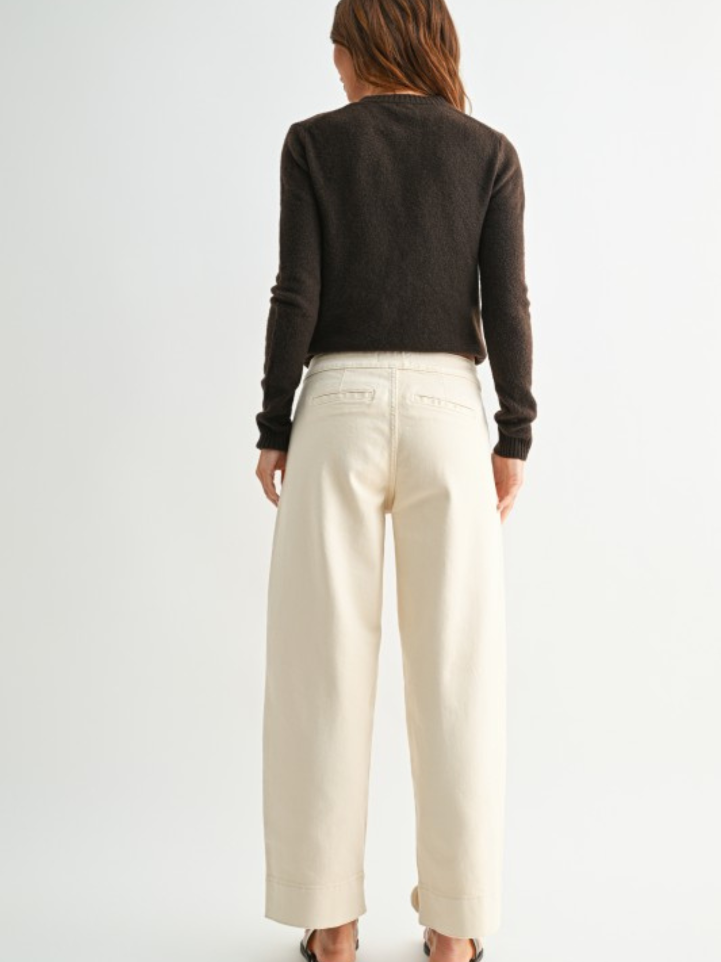 Mia Button Hem Cream Barrel Denim