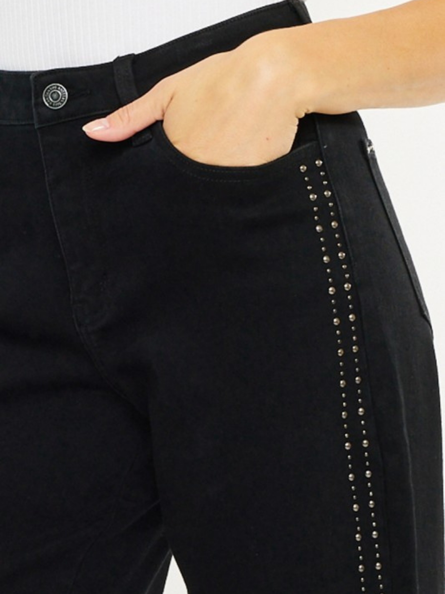 Studded Black Cropped Denim