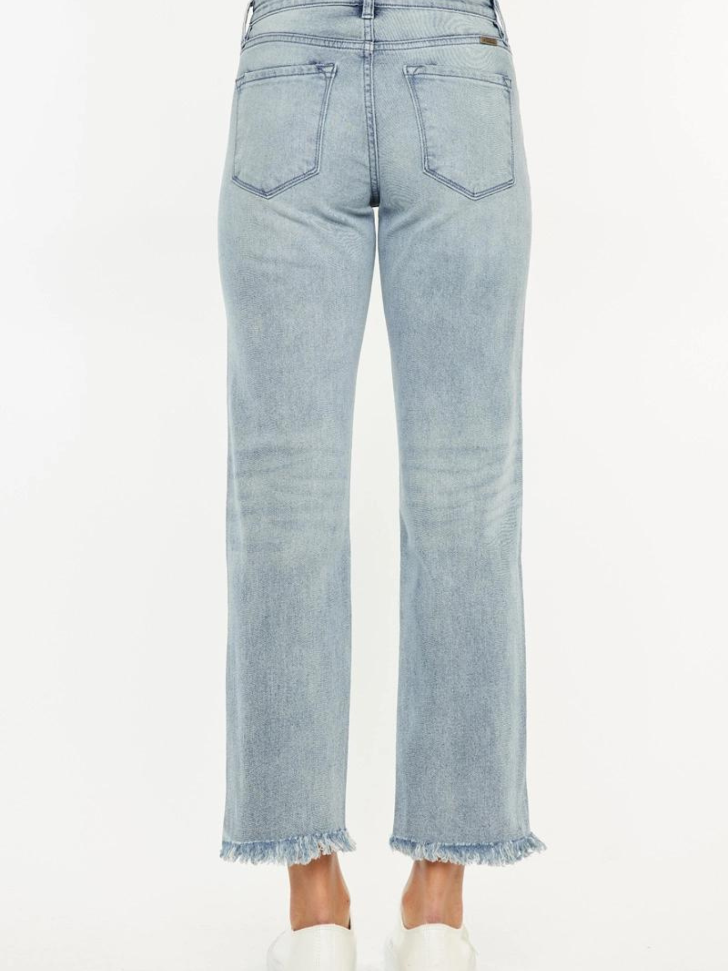 Button Front Frayed Denim