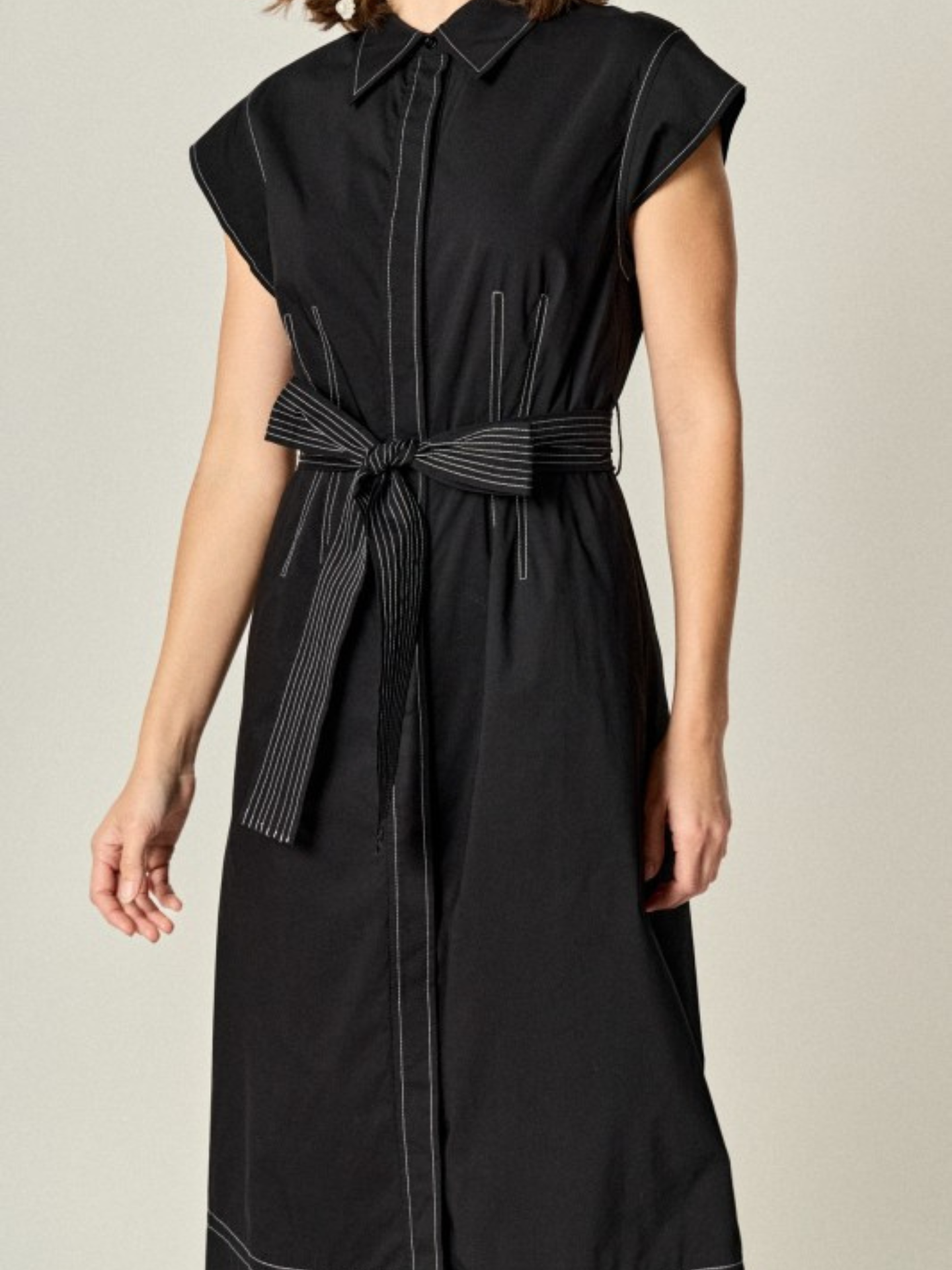 Contrast Stitch Midi Dress