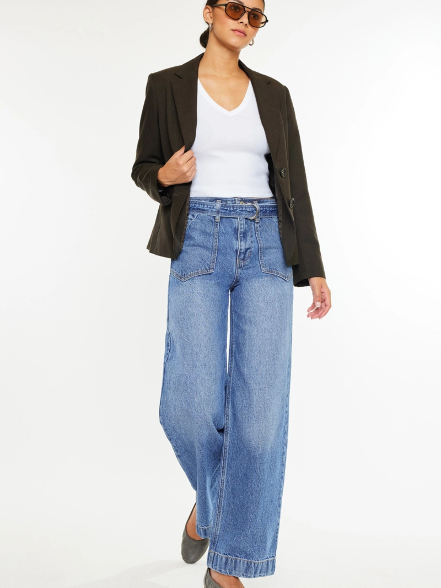 Belted Wide Leg Denim