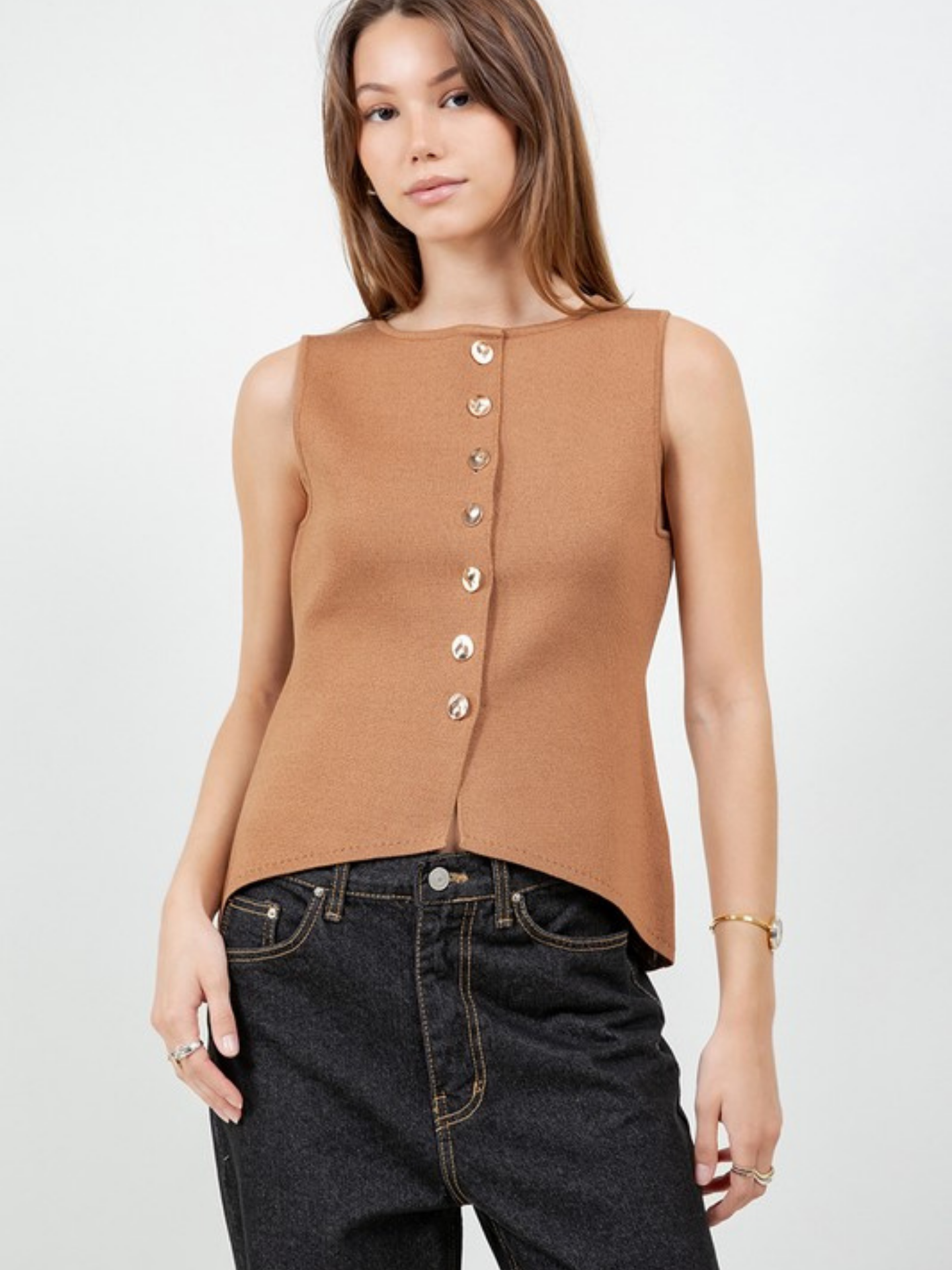 Asymmetrical Knit Vest - Mimi & Rae