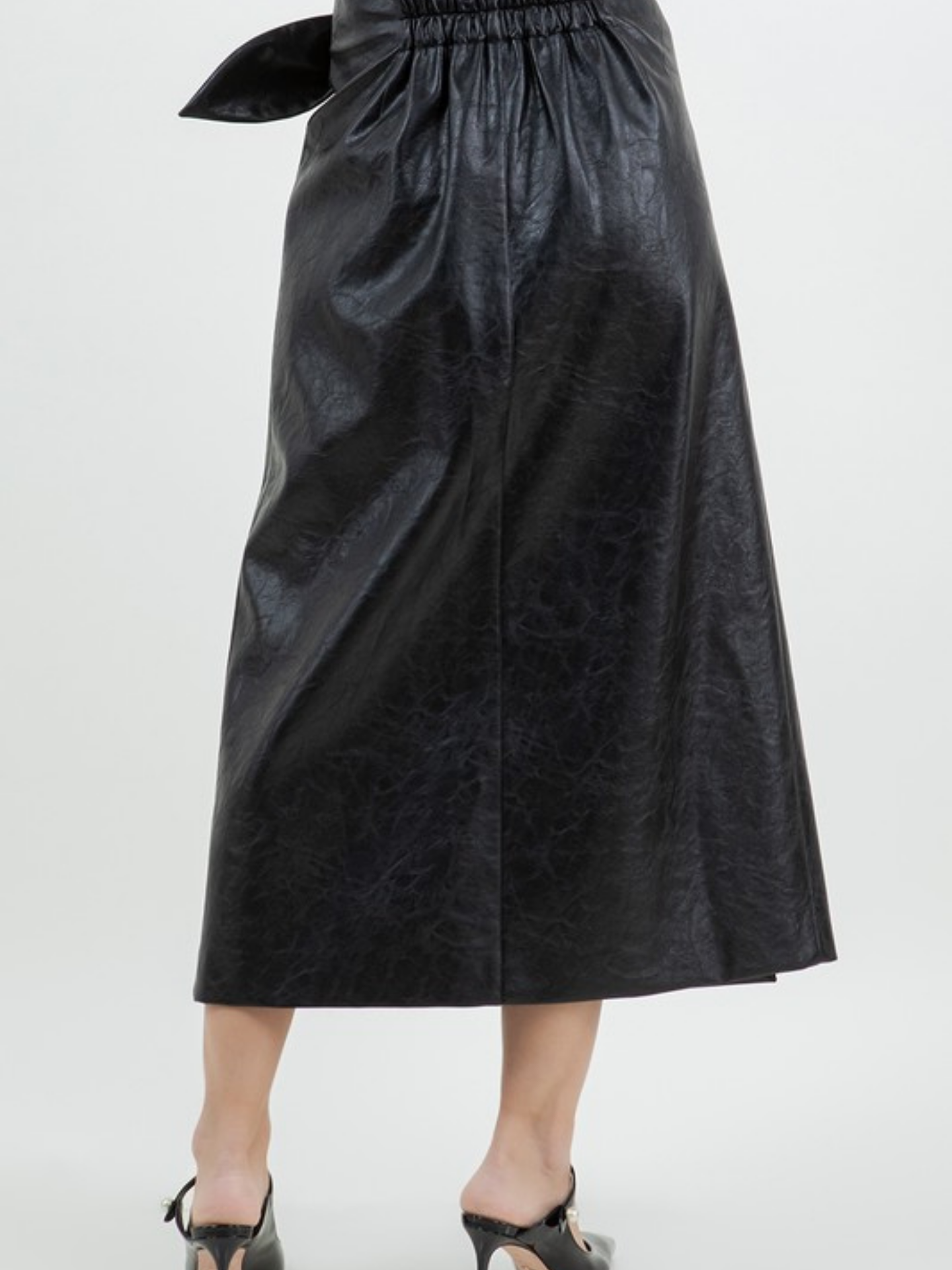 Faux Leather Wrap Skirt