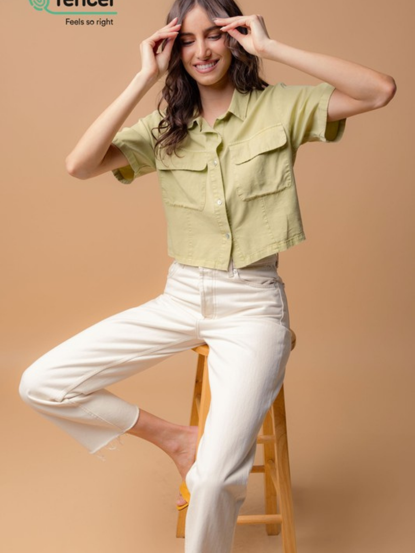 Short Sleeve Crop Button Up