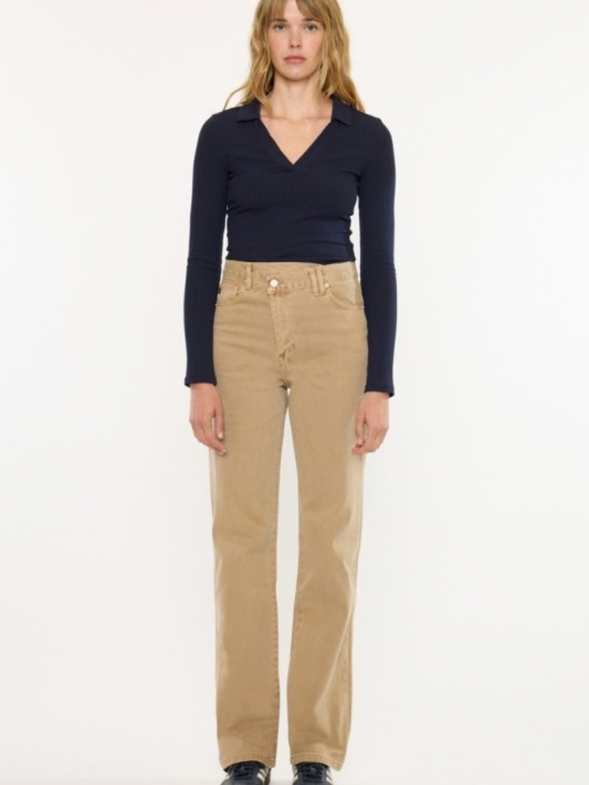 Asym Button 90s Straight Leg Denim