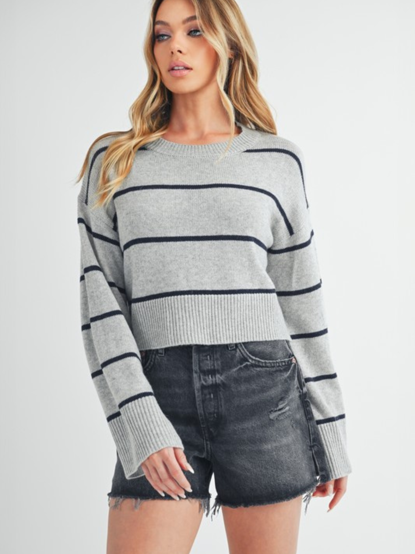 Gray/Navy Stripe Sweater