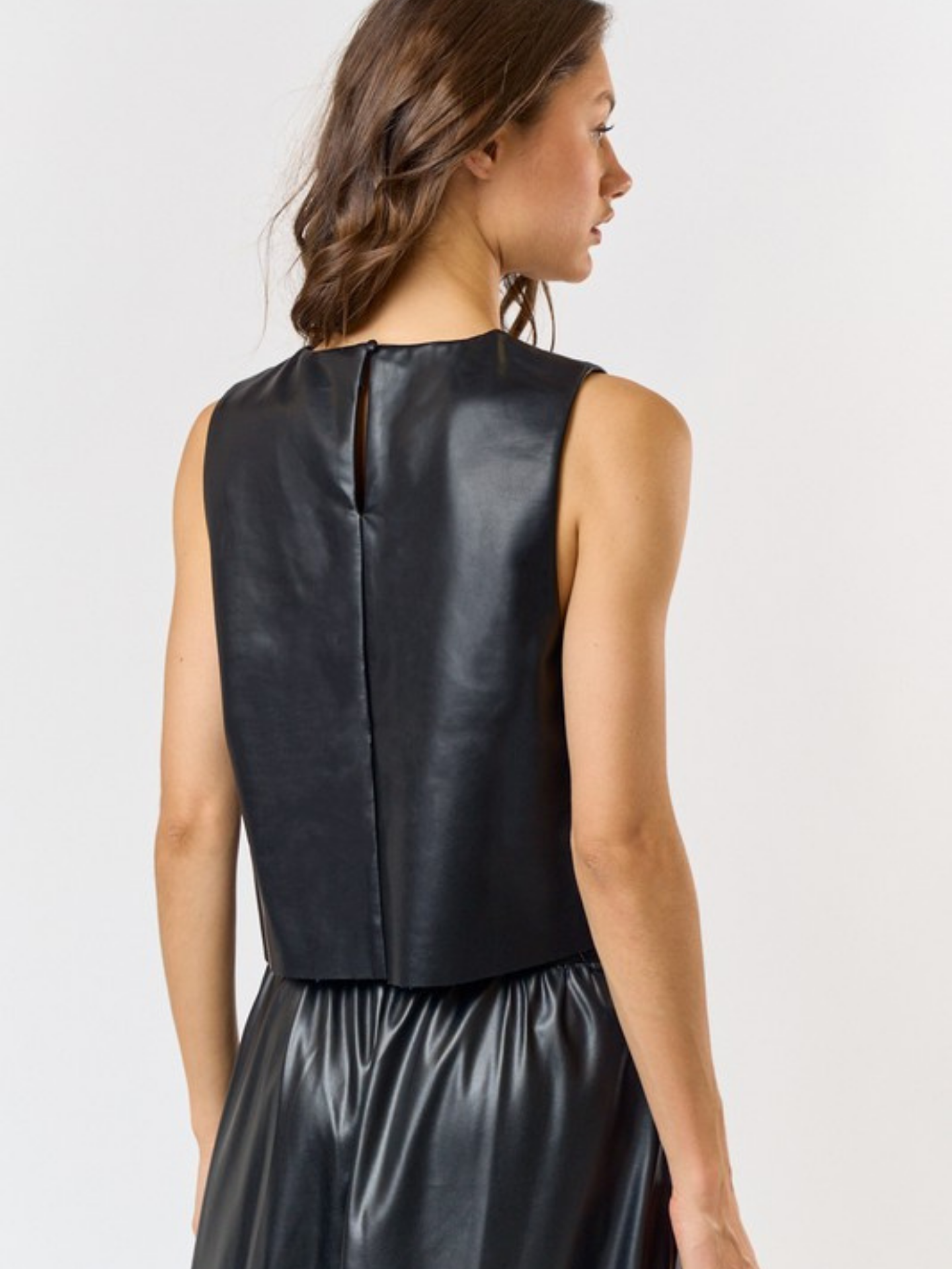 Sleeveless Pleather Top