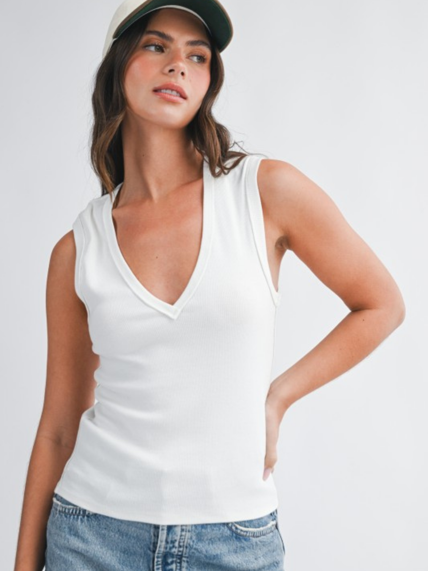 Charlotte Ribbed V-Neck Tank