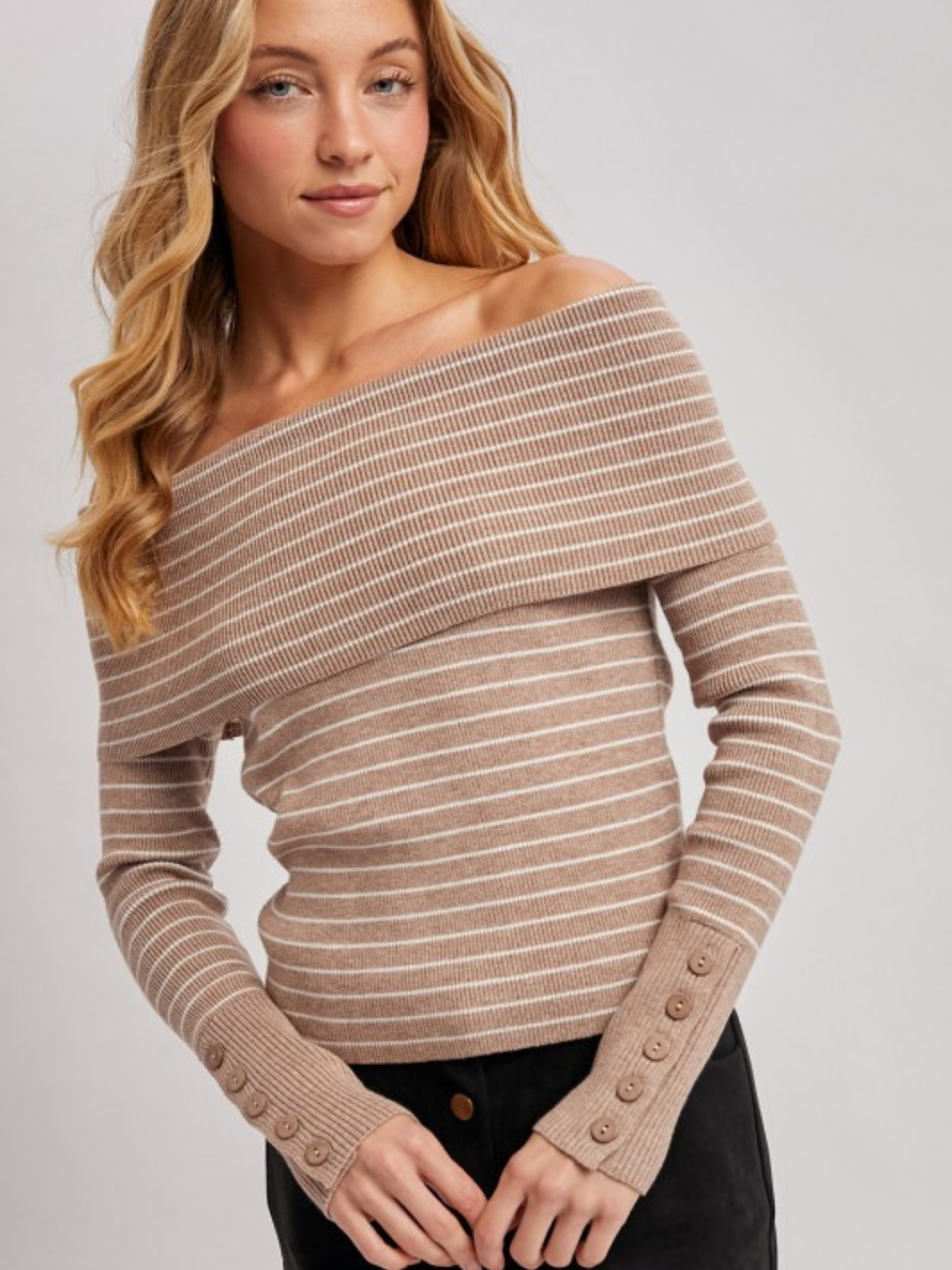 Striped Off Shoulder Sweater