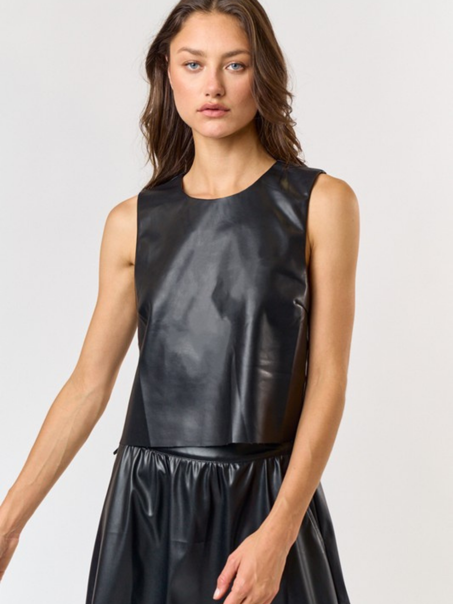 Sleeveless Pleather Top