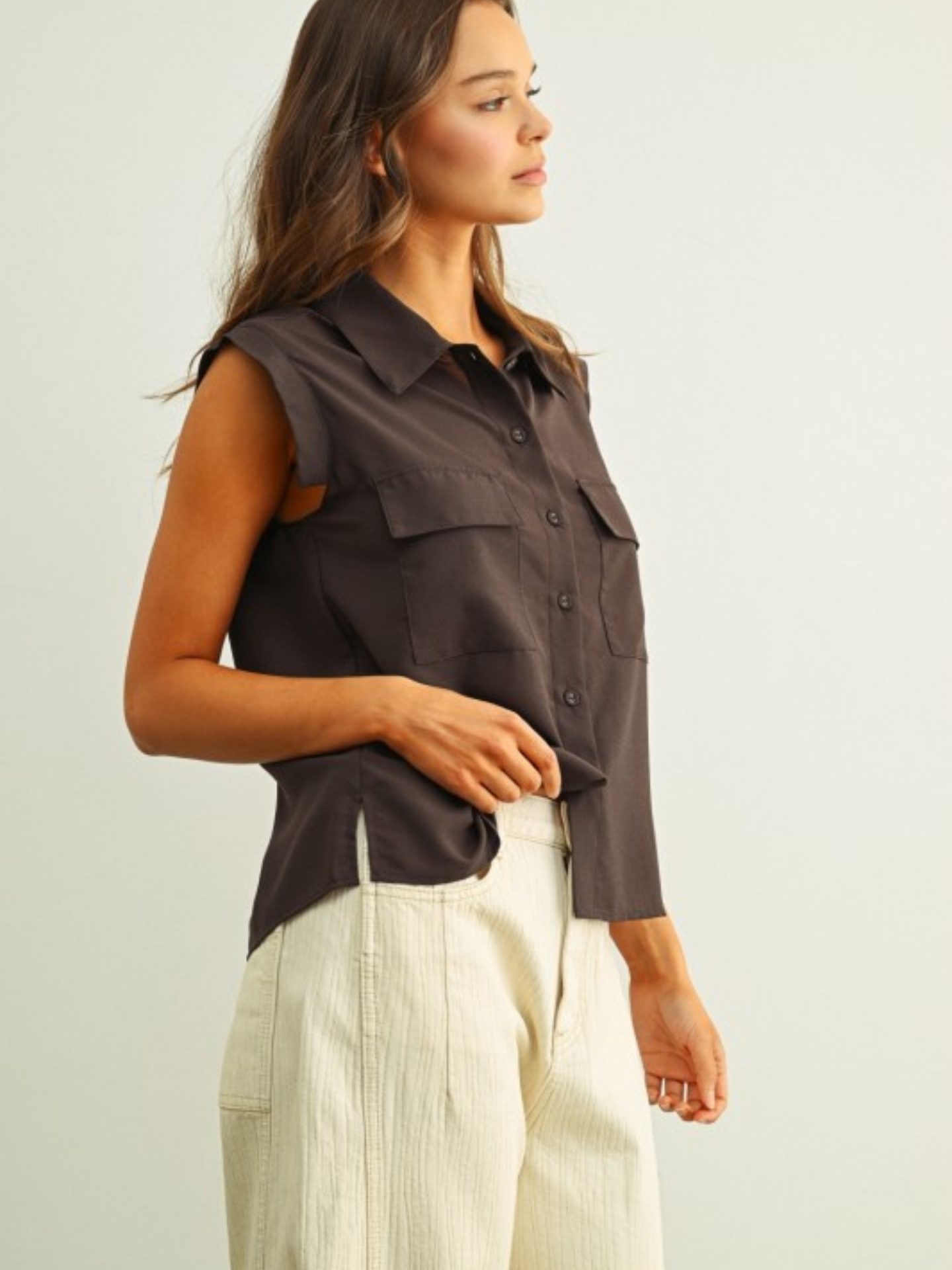 Chiffon Muscle Button Down - Mimi & Rae