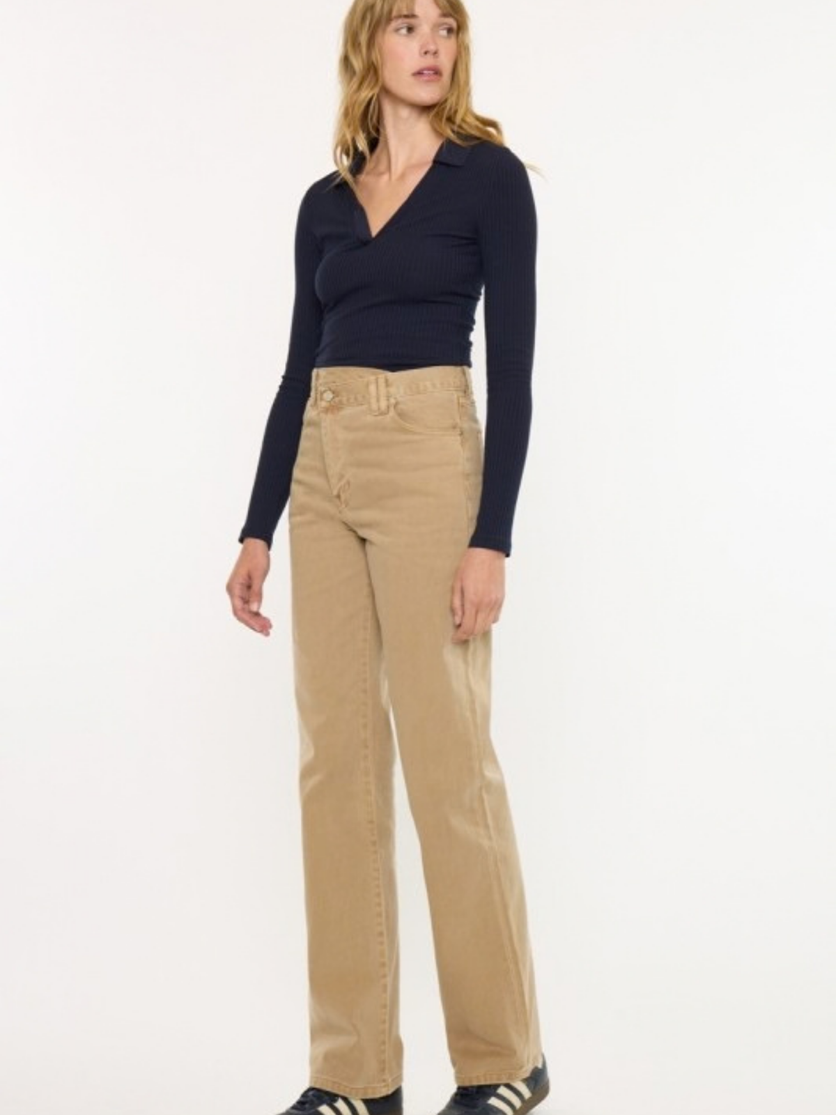 Asym Button 90s Straight Leg Denim