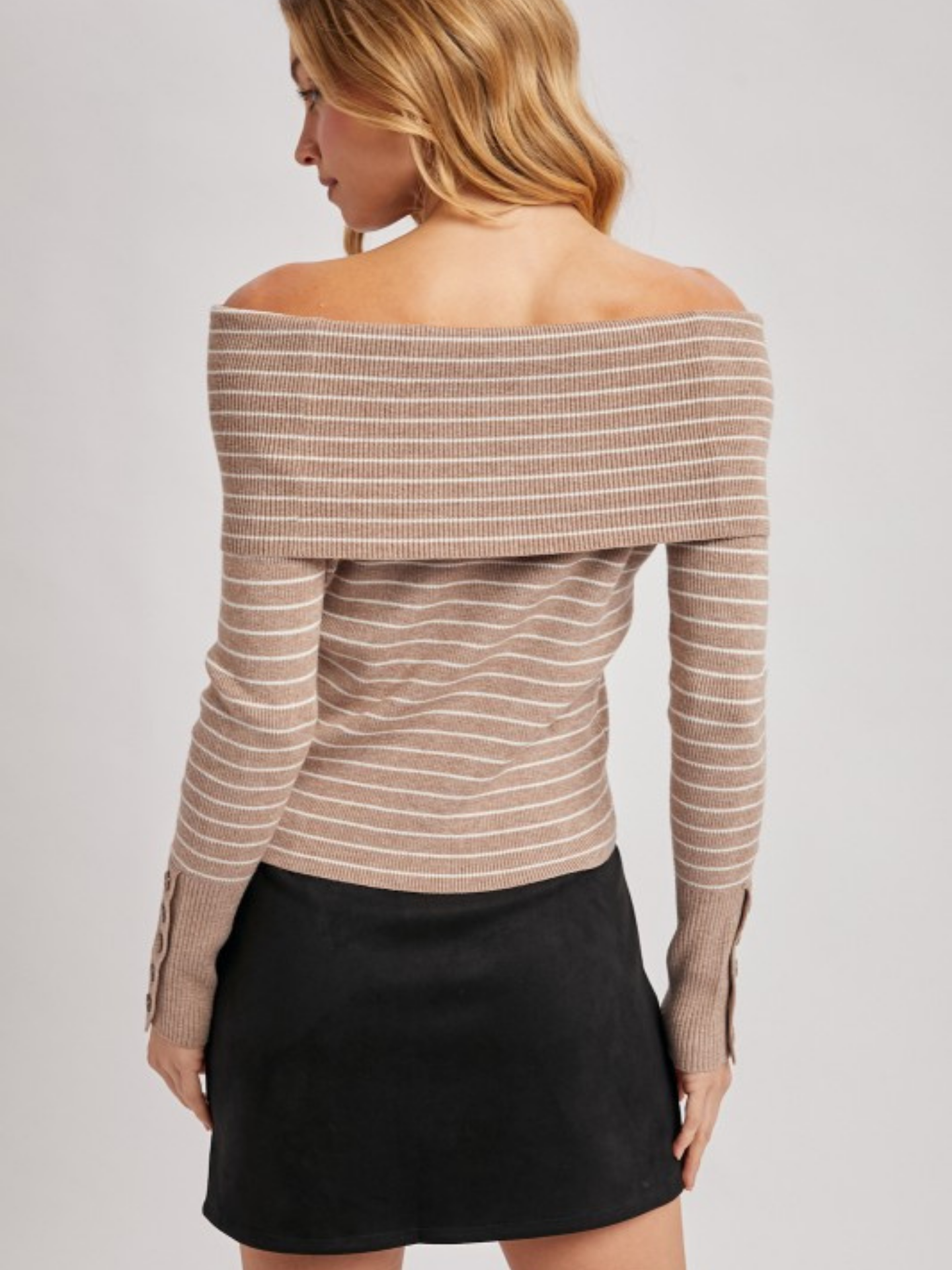 Striped Off Shoulder Sweater