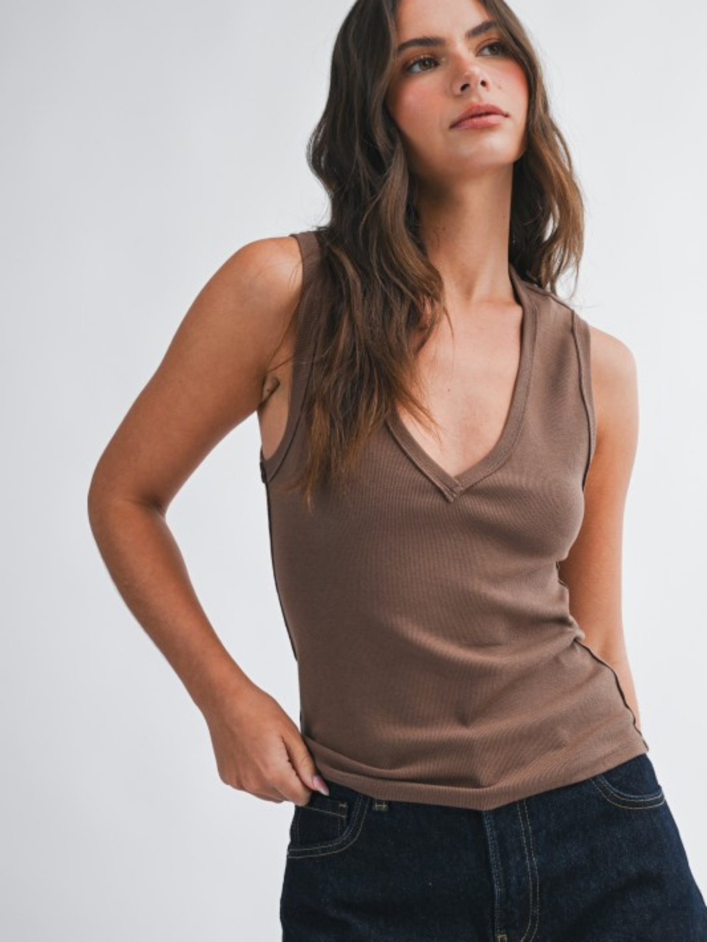 Charlotte Ribbed V-Neck Tank