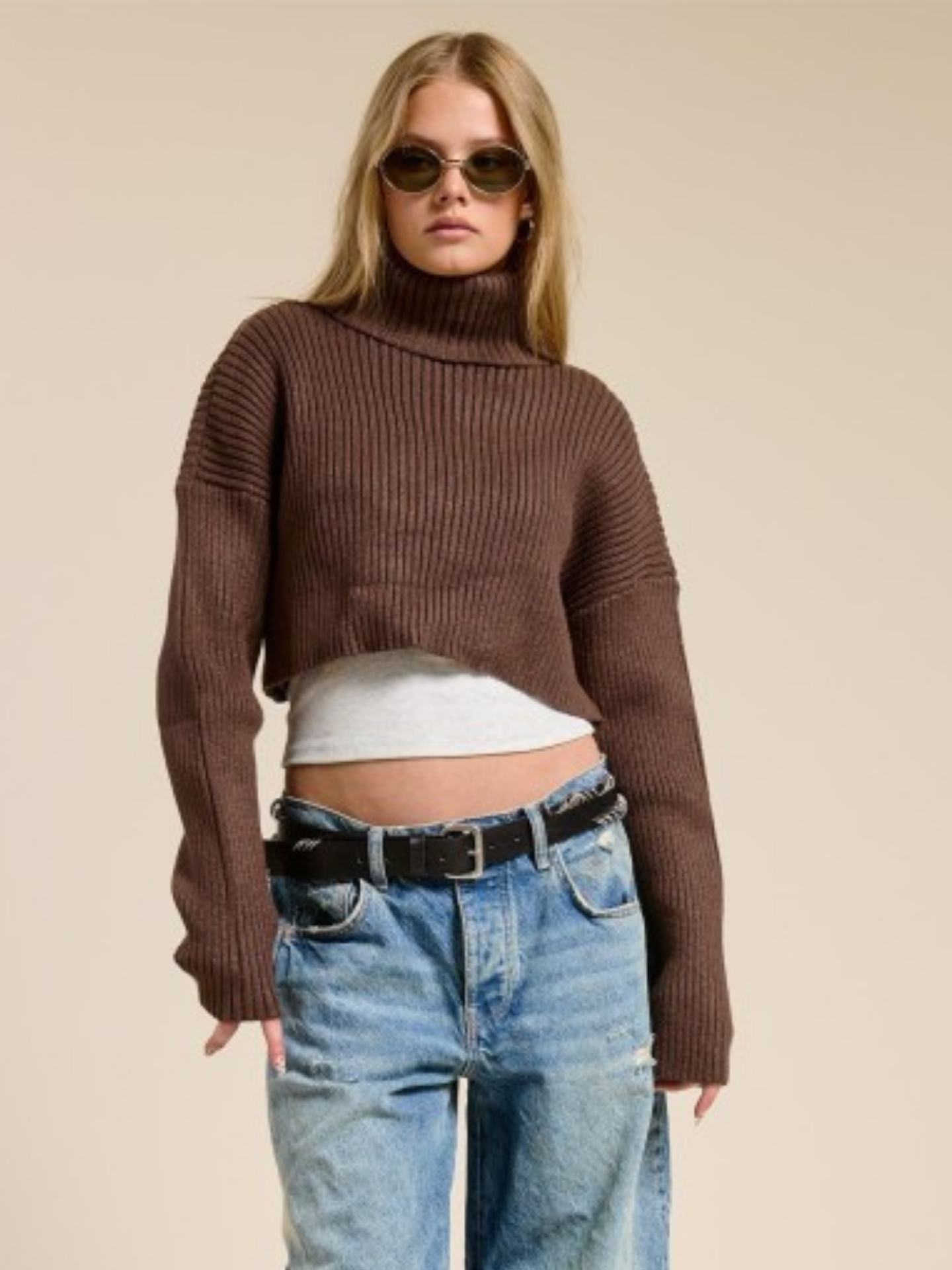 Cropped Turtleneck Sweater